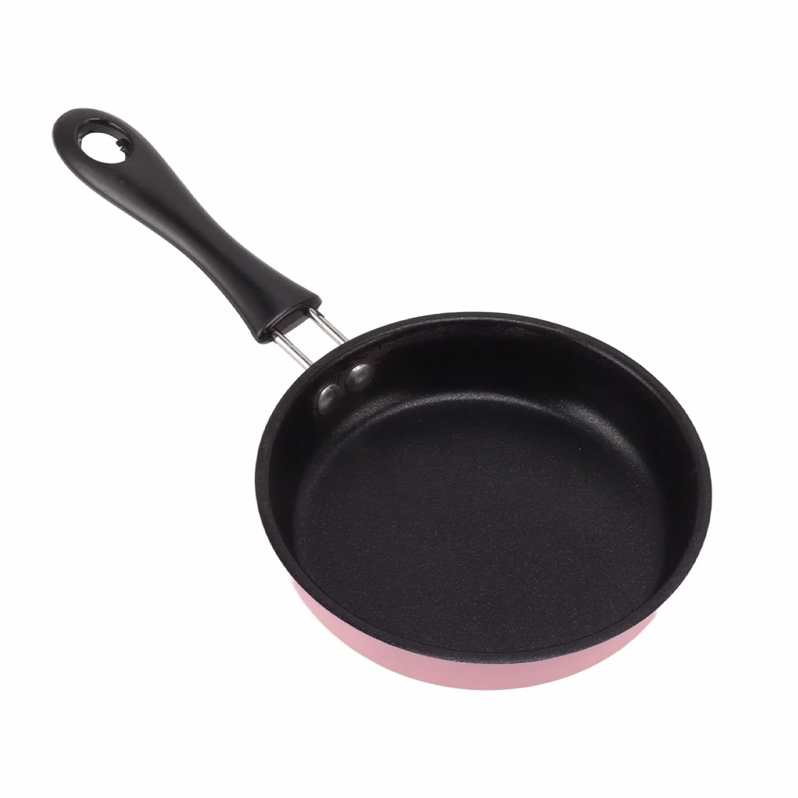 Mini Patelnia, Patelnia na Jajka zapobiegają Trzymaniu Izolacji Cieplnej Długa Rączka 12 Cm ze Stali Nierdzewnej do Domu (Różowy)
