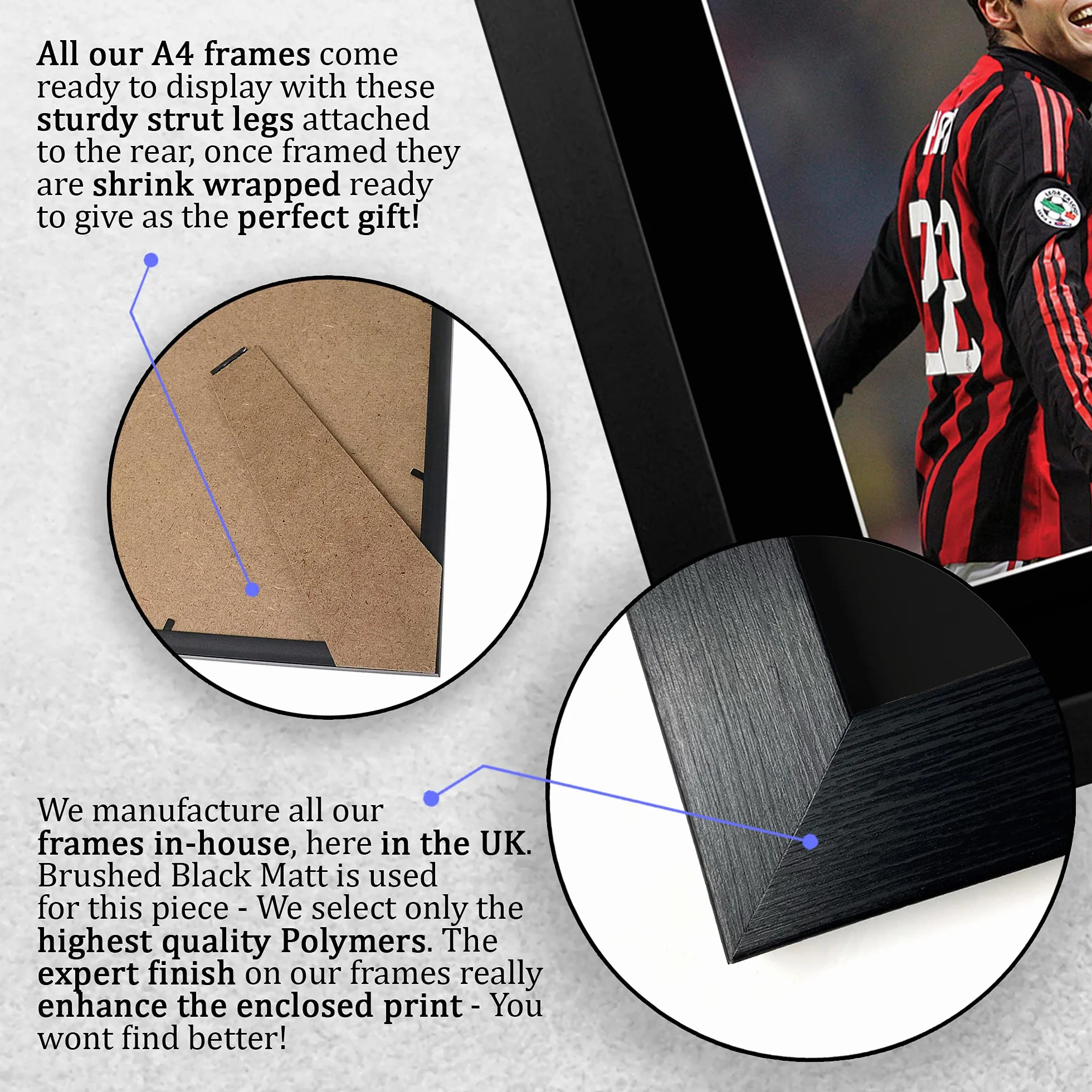 HWC Trading FR A4 Kaka A C Milan Prezenty Drukowane Podpisane Zdjęcie Z Autografem Dla Fanów Piłki Nożnej I Kibiców - A4 Framed