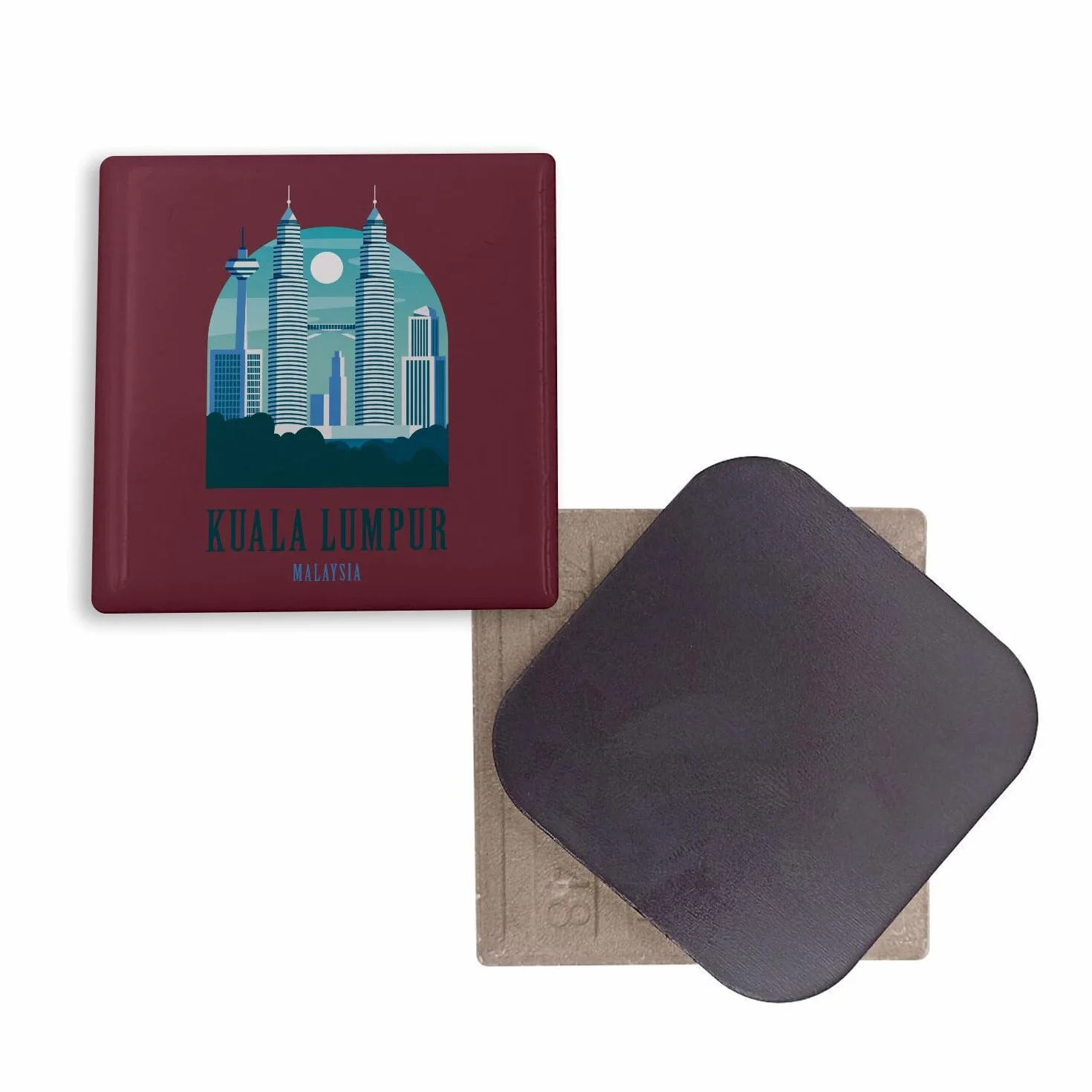 Kwadratowy ceramiczny magnes na lodówkę - Kuala Lumpur Malaysia Travel Malaysia Vacation Asia Travel - Format 5x5cm - Dekoracyjny magnes pamiątkowy do lodówki i tablicy magnetycznej wydrukowany we