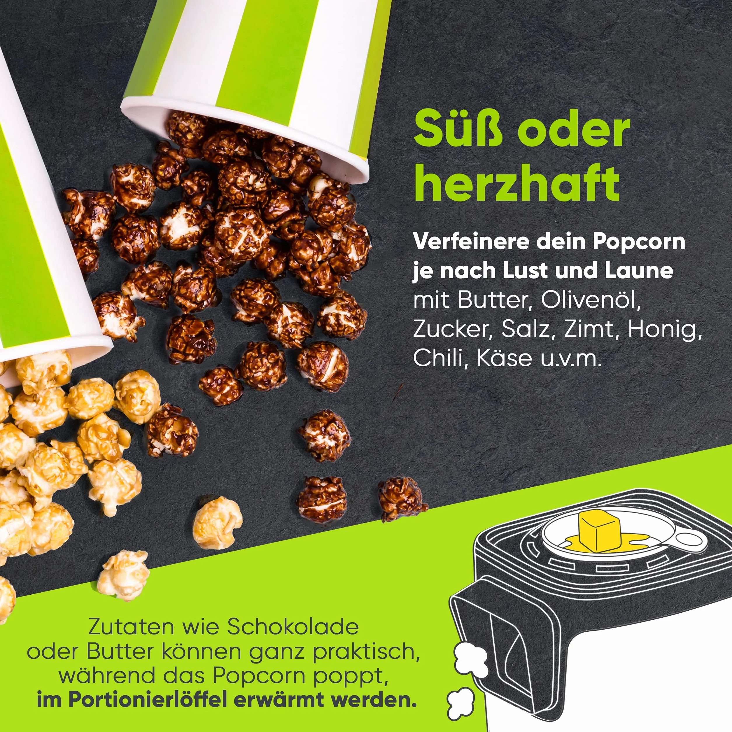 Liebfeld Domowa maszyna do robienia popcornu, w zestawie instrukcja Pop Corn Guide, bez tłuszczu i oleju, biała