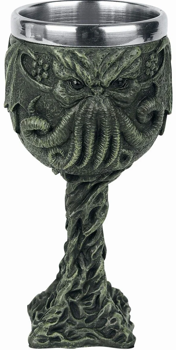 Nemesis Now Cthulhu's Thirst Goblet 21 cm zielony, żywica z wkładką ze stali nierdzewnej, 1 szt. (1 opakowanie)
