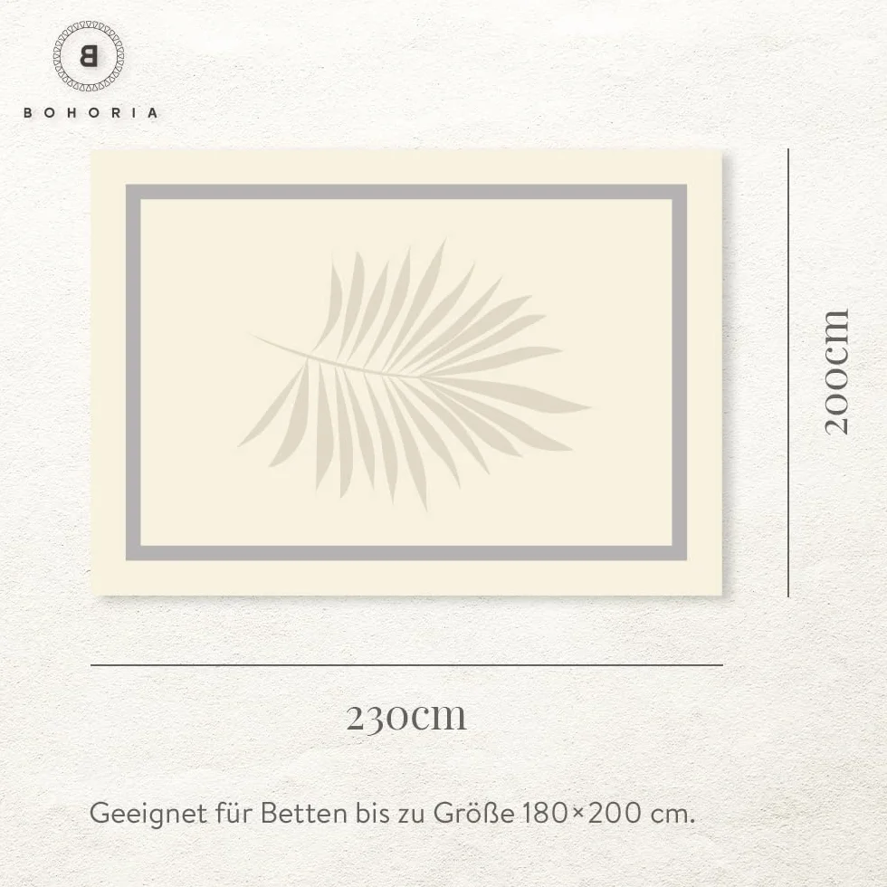 BOHORIA® Narzuta klasy premium, 200 x 230 cm, rozmiar XXL, 100% bawełna, bardzo duża, bawełniana narzuta na łóżko, sofę, ze wzorem w jodełkę (naturalna bawełna)