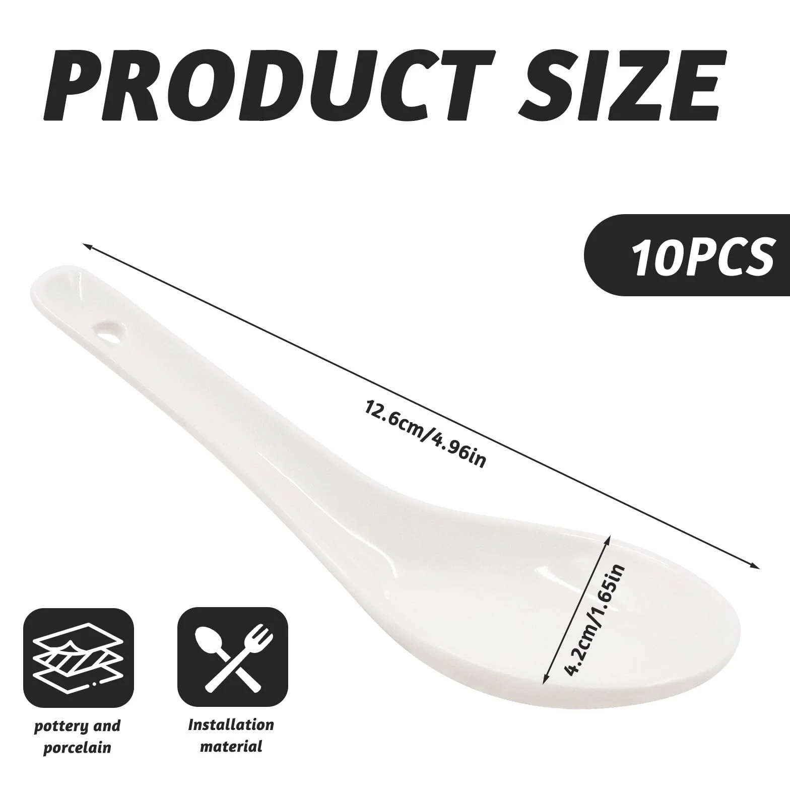 Biała porcelanowa łyżka do zupy 12,8 cm azjatycka ceramiczna