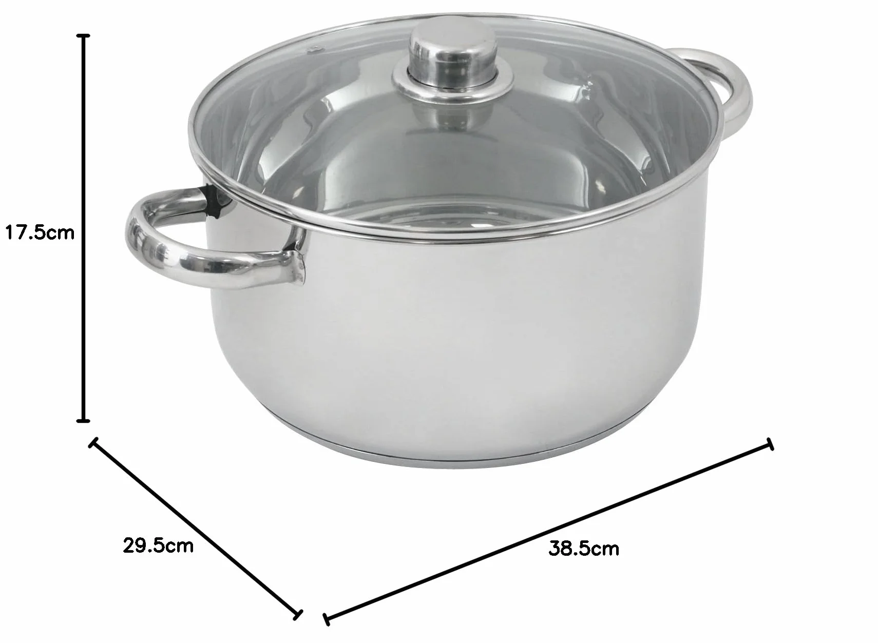 Crealys garnek do zupy ze szklaną pokrywką stal nierdzewna 10 l 28 cm
