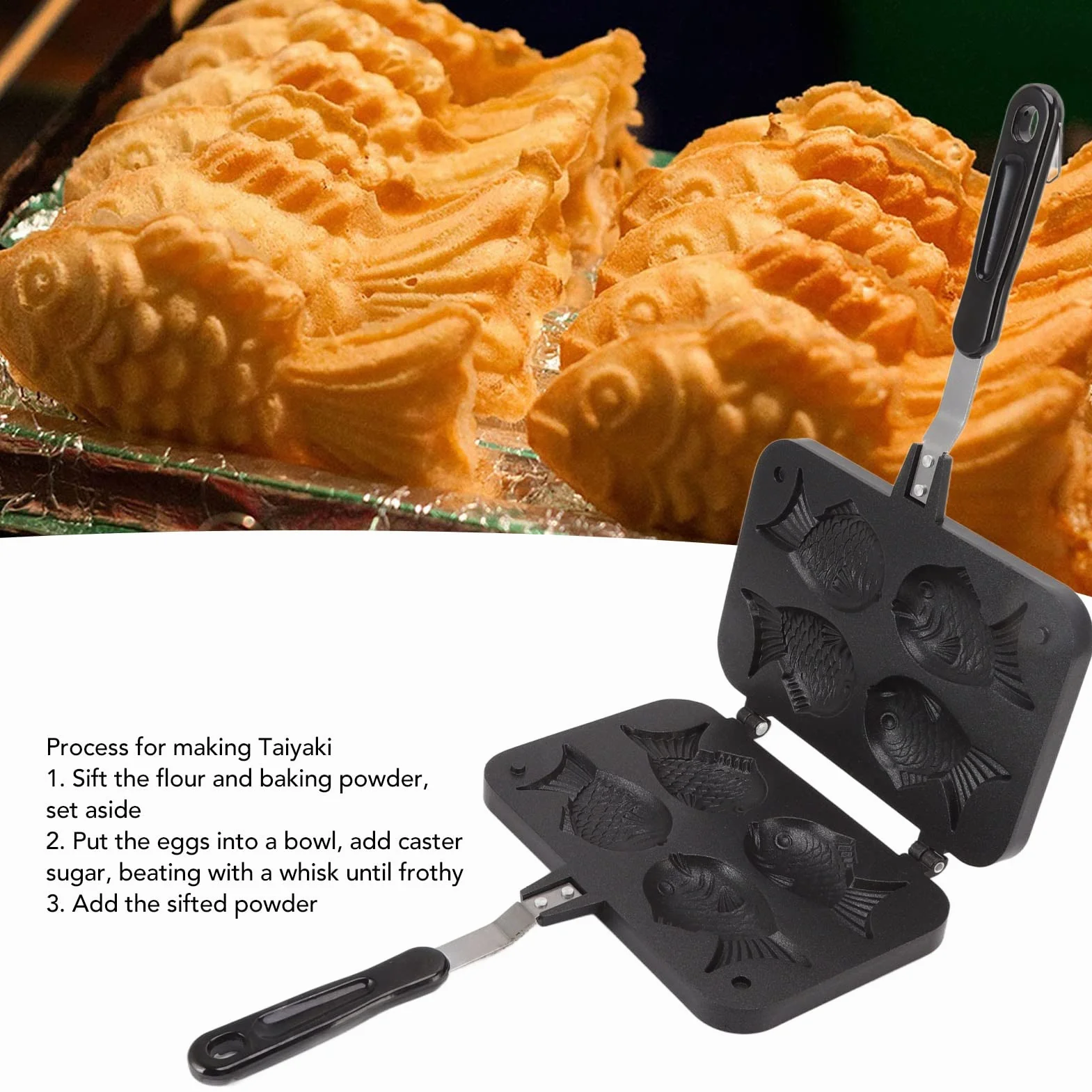Japońska maszynka do Taiyaki Gofrownica forma ryby nieprzywierająca podwójna blacha