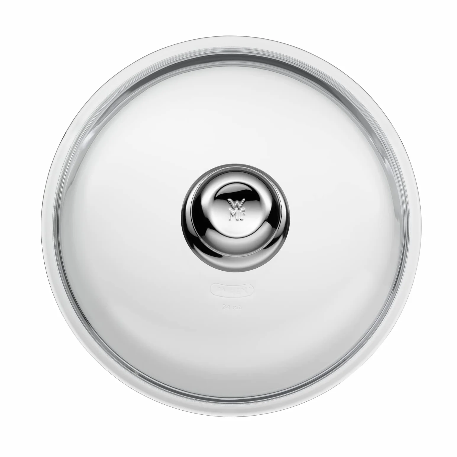 WMF Szklana pokrywka na patelnie 24 cm z metalową gałką, odporna na wysokie temperatury, do zmywarki
