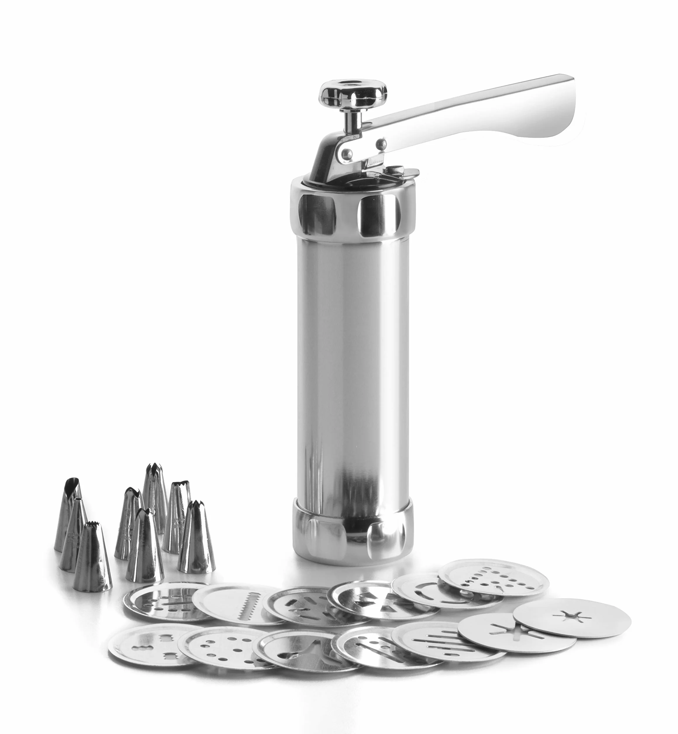 IBILI - 792300 Churrera, maszyna do makaronu, stal nierdzewna, zawiera 13 tarcz i 8 dysz, wypełnione churros, srebrny, 22 cm