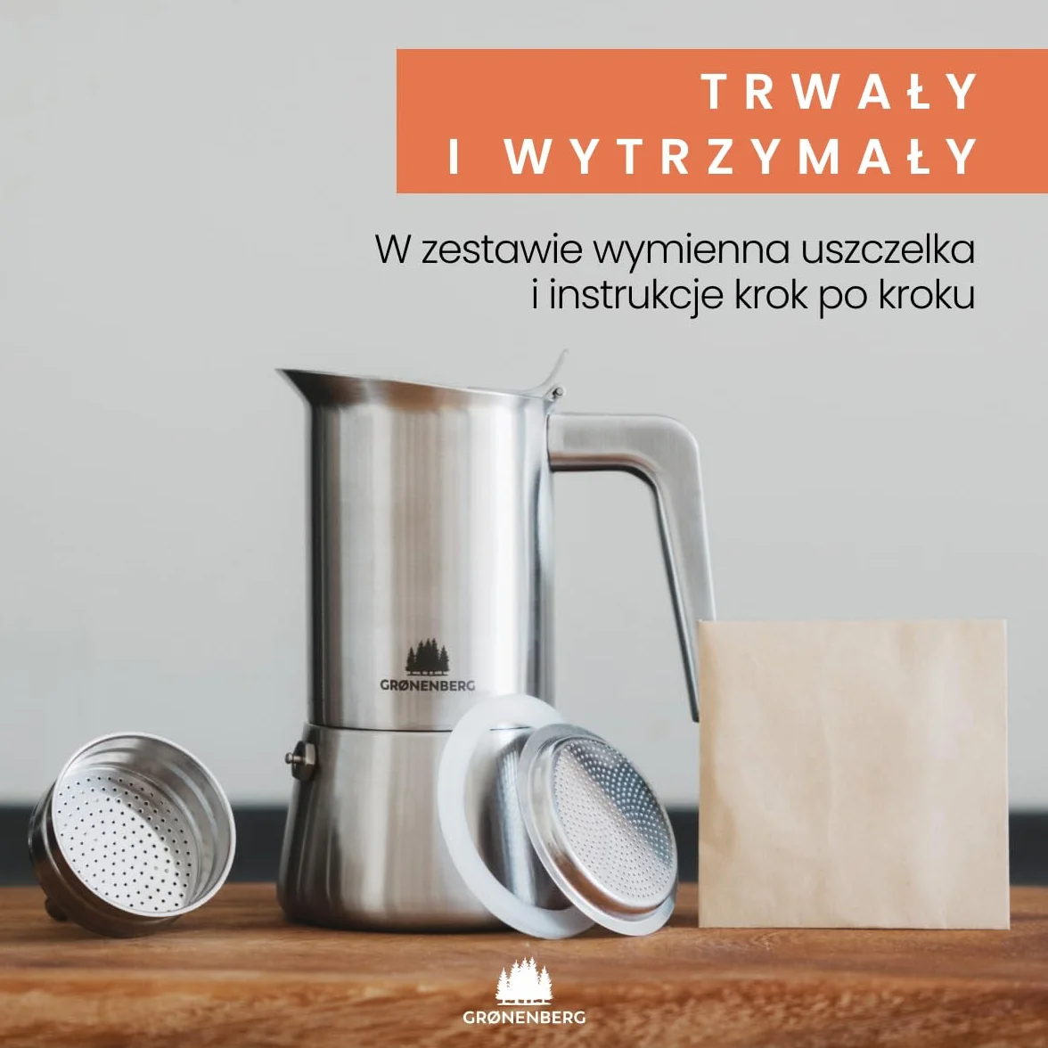 Groenenberg Ekspres do kawy indukcyjny (4I6 filiżanek) I włoski ekspres do kawy ze stali nierdzewnej I w zestawie zapasowa uszczelka i wkład redukcyjny (4 filiżanki (200ml))
