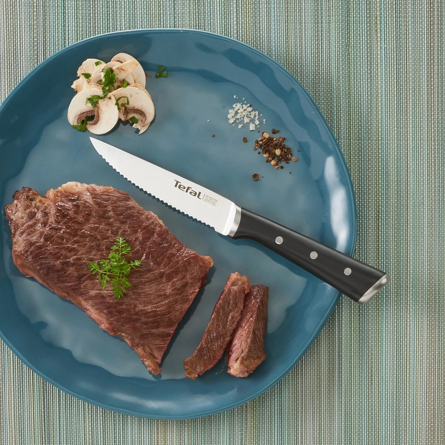 Tefal Ice Force 4-częściowy zestaw noży do steków, specjalny nóż z ostrzem 11 cm, długotrwała wydajność, specjalne ostrze dla optymalnego, stal nierdzewna Made in Germany, K232S4