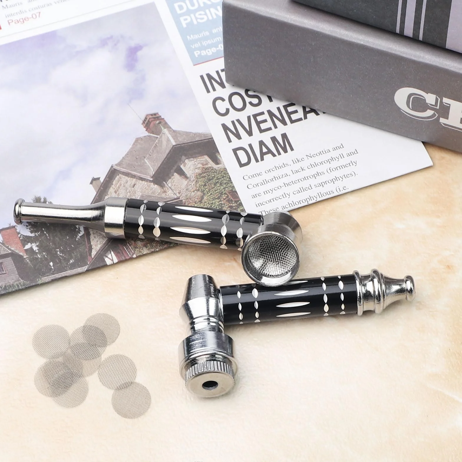Przenośny mini uchwyt na fajkę ze stali nierdzewnej z 10 filtrami, akcesoria do dymu