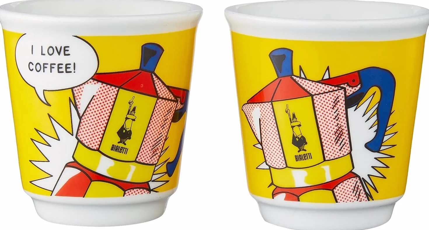 Bialetti Mini Express żółty dzbanek do kawy + 2 kubki