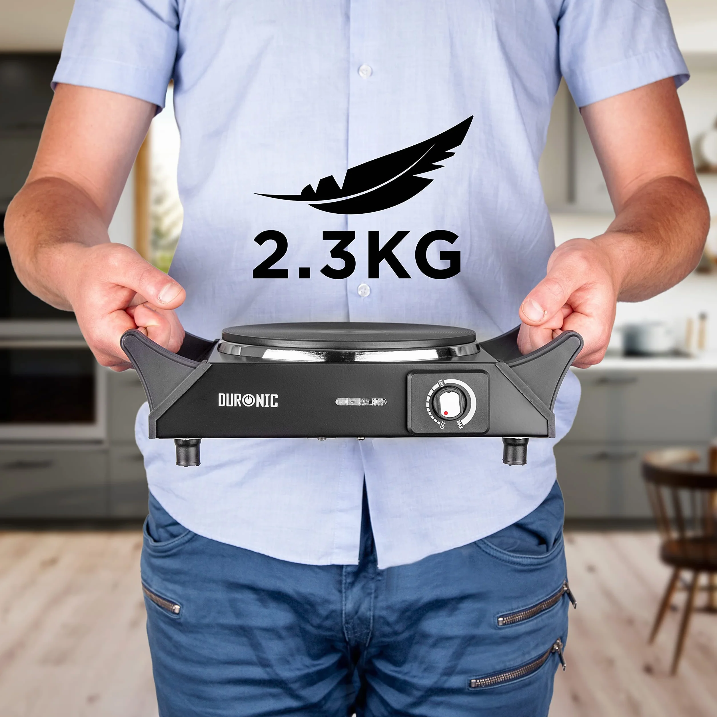 Duronic HP1 BK Płyta grzewcza jednopalnikowa 1500W kuchenka kempingowa stal nierdzewna