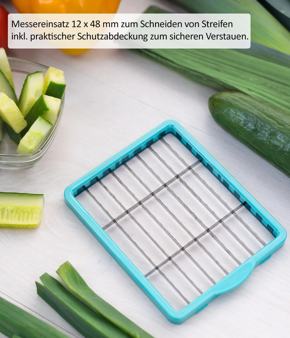 Genius Nicer Dicer Chef Professional zestaw akcesoriów do krojenia warzyw, 5-częściowy zestaw akcesoriów do krojenia warzyw, wkładka do przechowywania, wkładki do noży, ochrona noży,