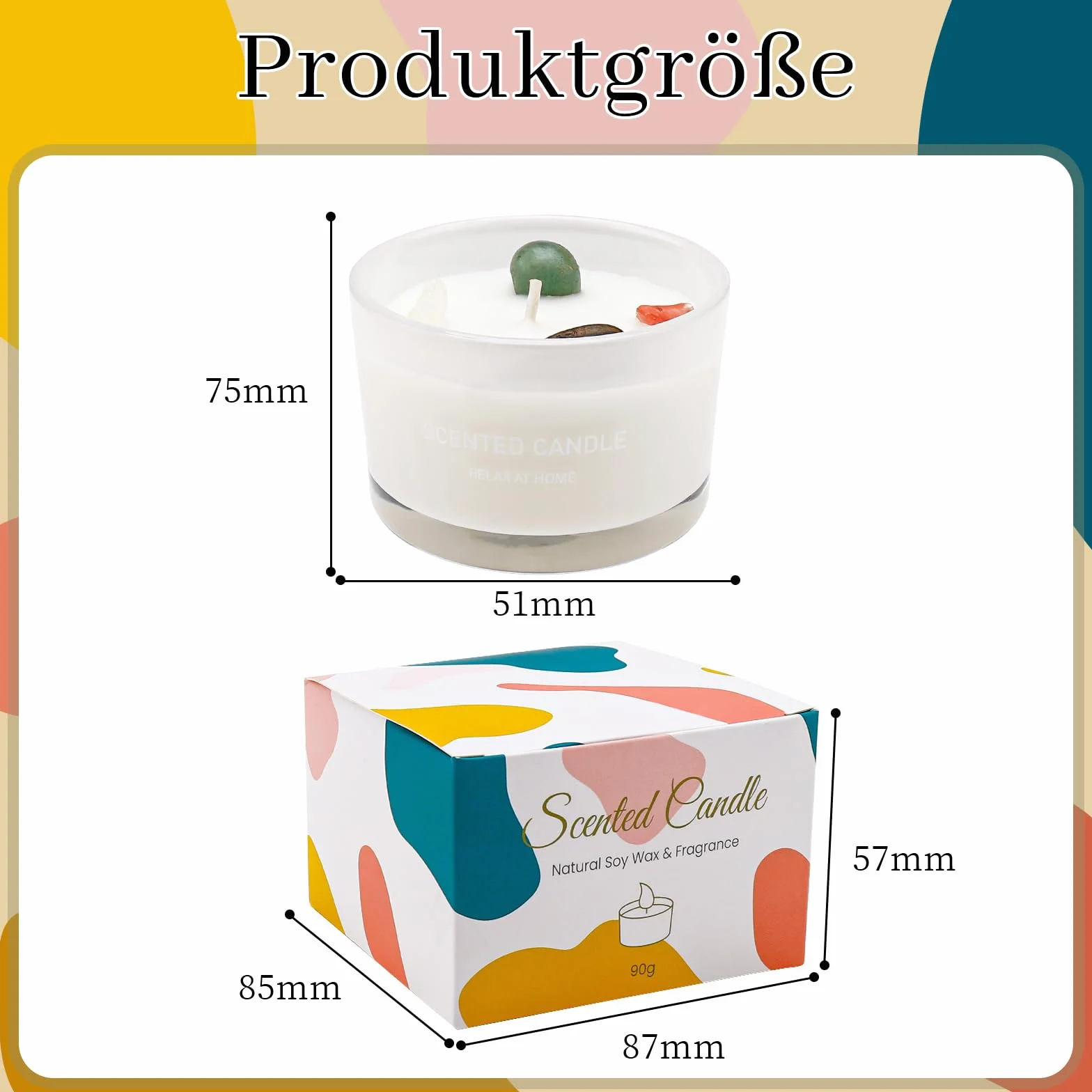 ALLAVA Świeca zapachowa w szkle wanilia z kryształowym kamieniem z naturalnego wosku sojowego 270g