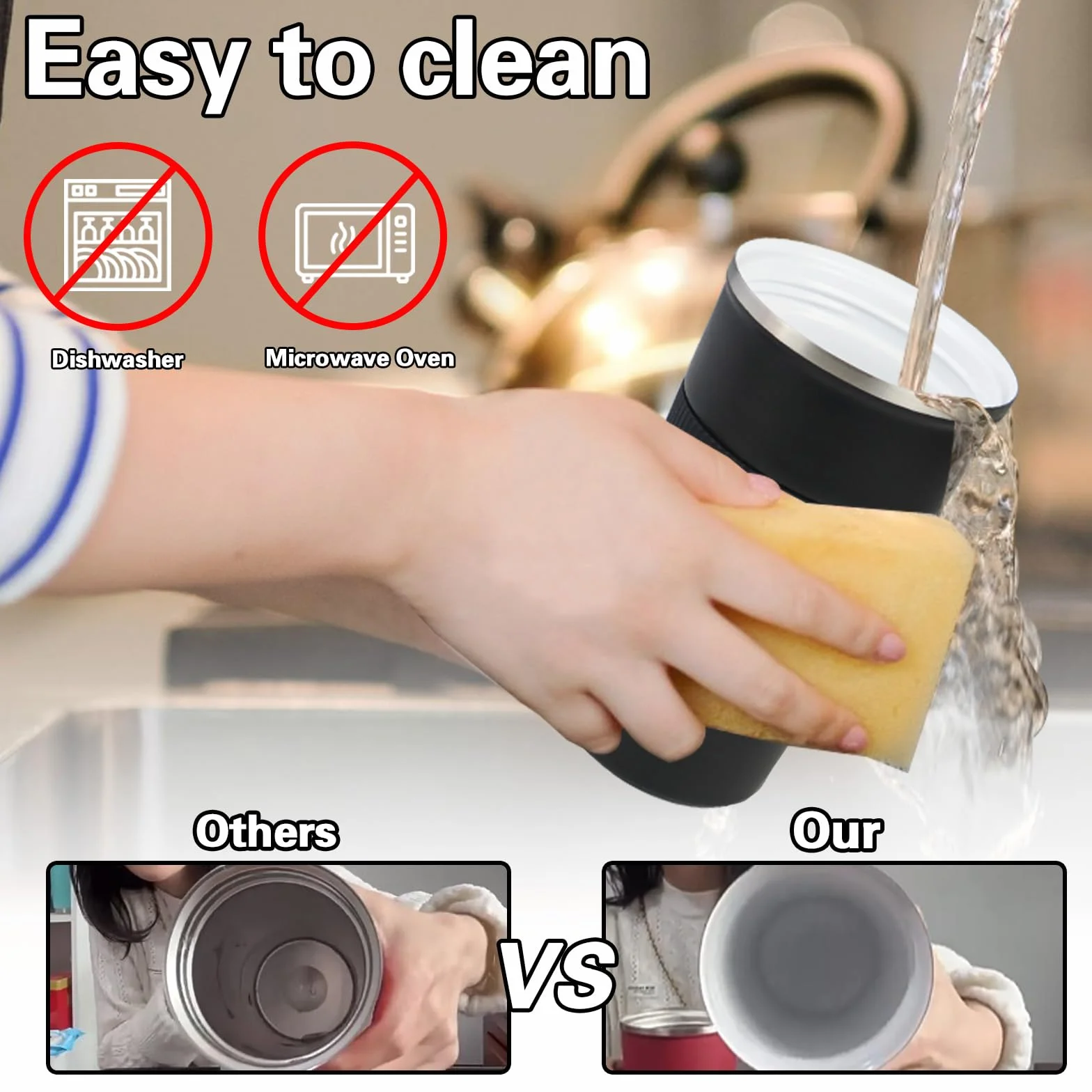 Kubek Kubek 500 ml z ceramiczną powłoką wewnątrz, izolowany kubek podróżny z pokrywką, szczelny kubek podróżny do kawy, pasuje do samochodowego uchwytu na kubek