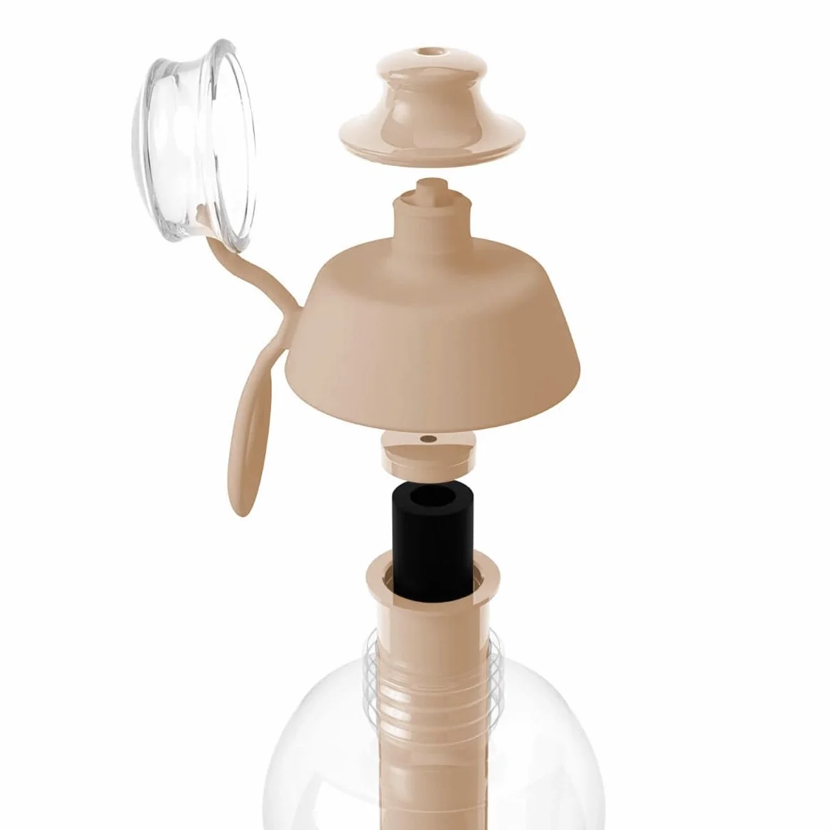 DAFI Butelka filtrująca Soft 500 ml Cappuccino - Wymienny filtr węglowy - Bez BPA, Usuwa smak i zapach chloru - Idealna do szkoły, pracy, na siłownię - Szczelny korek, Wyprodukowana w Europie
