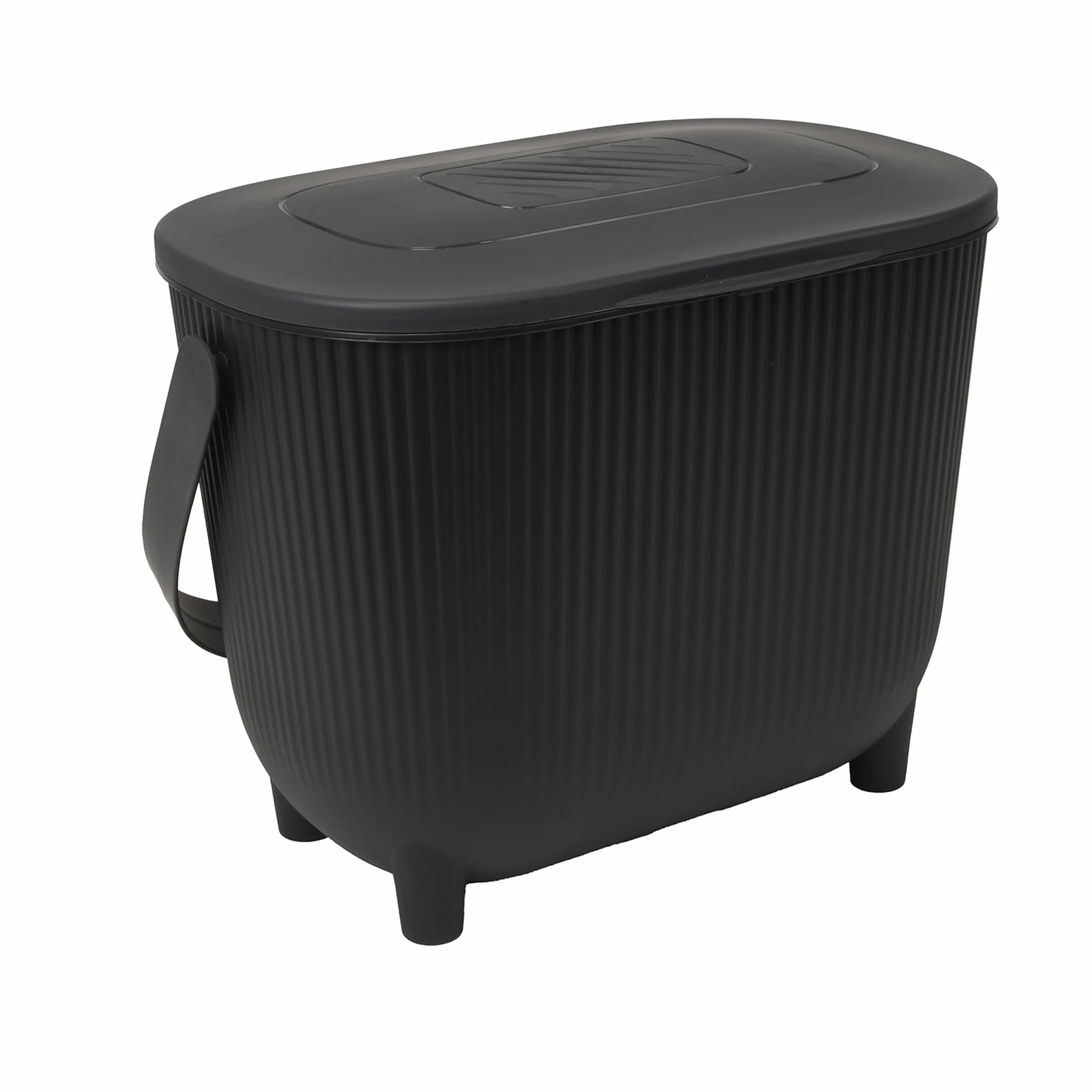 EDA - Kosz na śmieci kompostowe o pojemności 10 l z filtrem węglowym, otwór XXL, filtr antyzapachowy, nowoczesny design, czarny