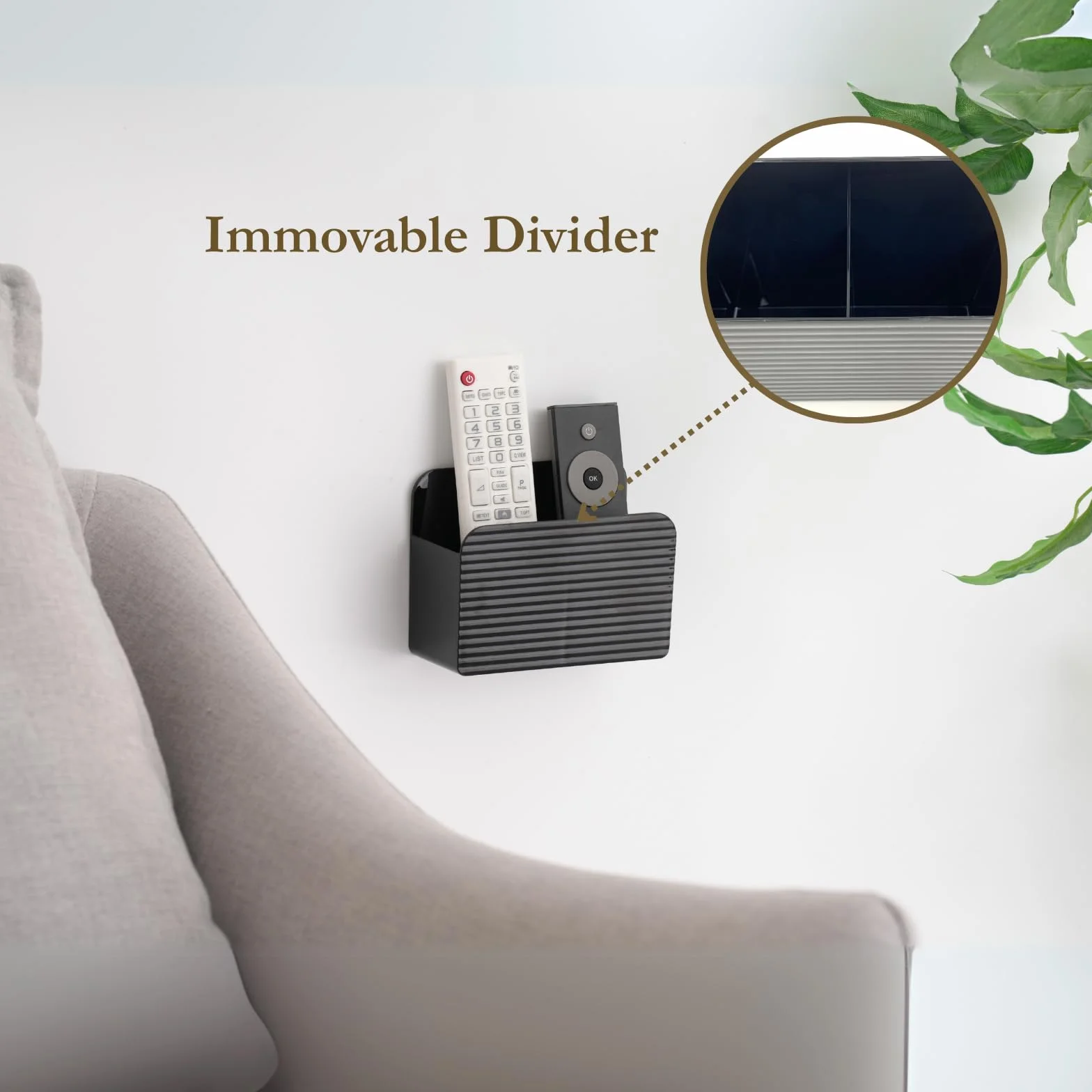LINFIDITE Uchwyt na pilota do telewizora samoprzylepny na ścianę organizer czarny