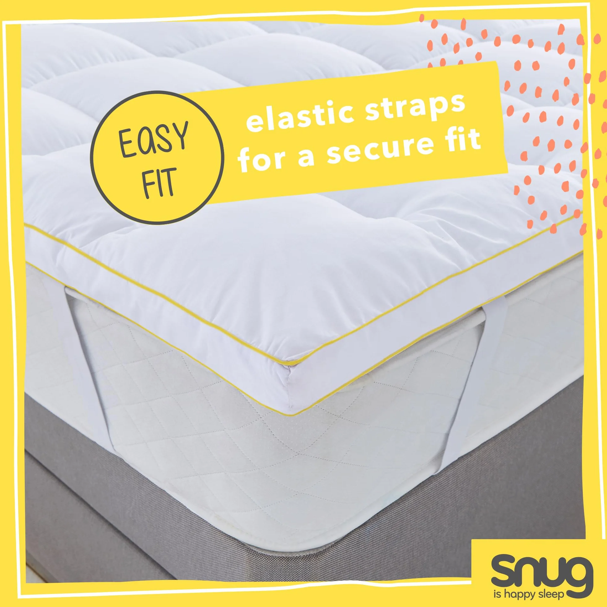 Snug Deeply Dreamy nakładka na materac na łóżko podwójne, 10 cm, 10 cm, bardzo gruby wzmacniacz materaca z elastycznymi paskami, pikowany, wygodny, super miękki, hipoalergiczny, można prać w pralce,