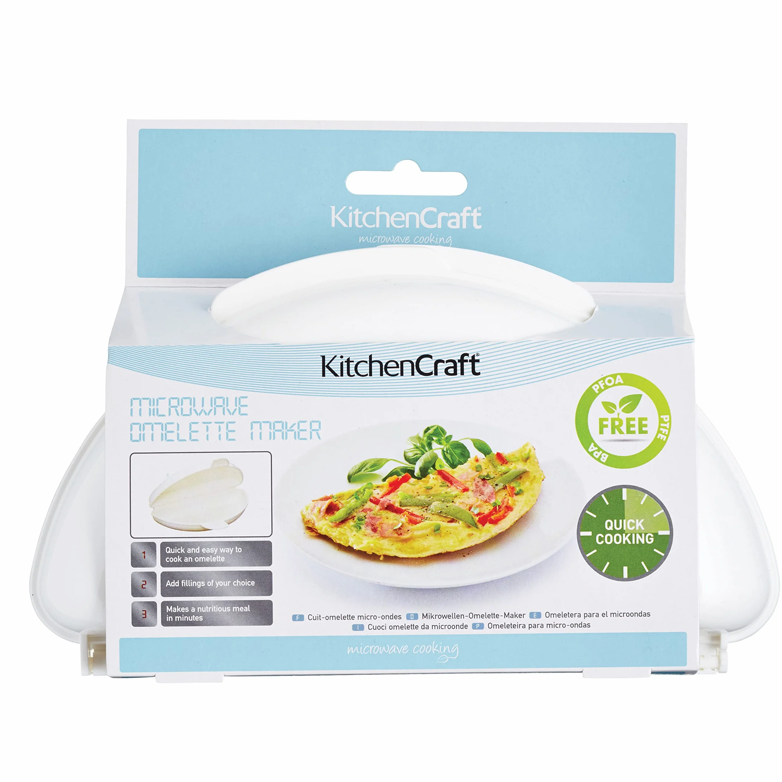 KitchenCraft Opiekacz do Omletów do Mikrofalówki, Plastikowy, 21 × 15 cm - Kolor Biały