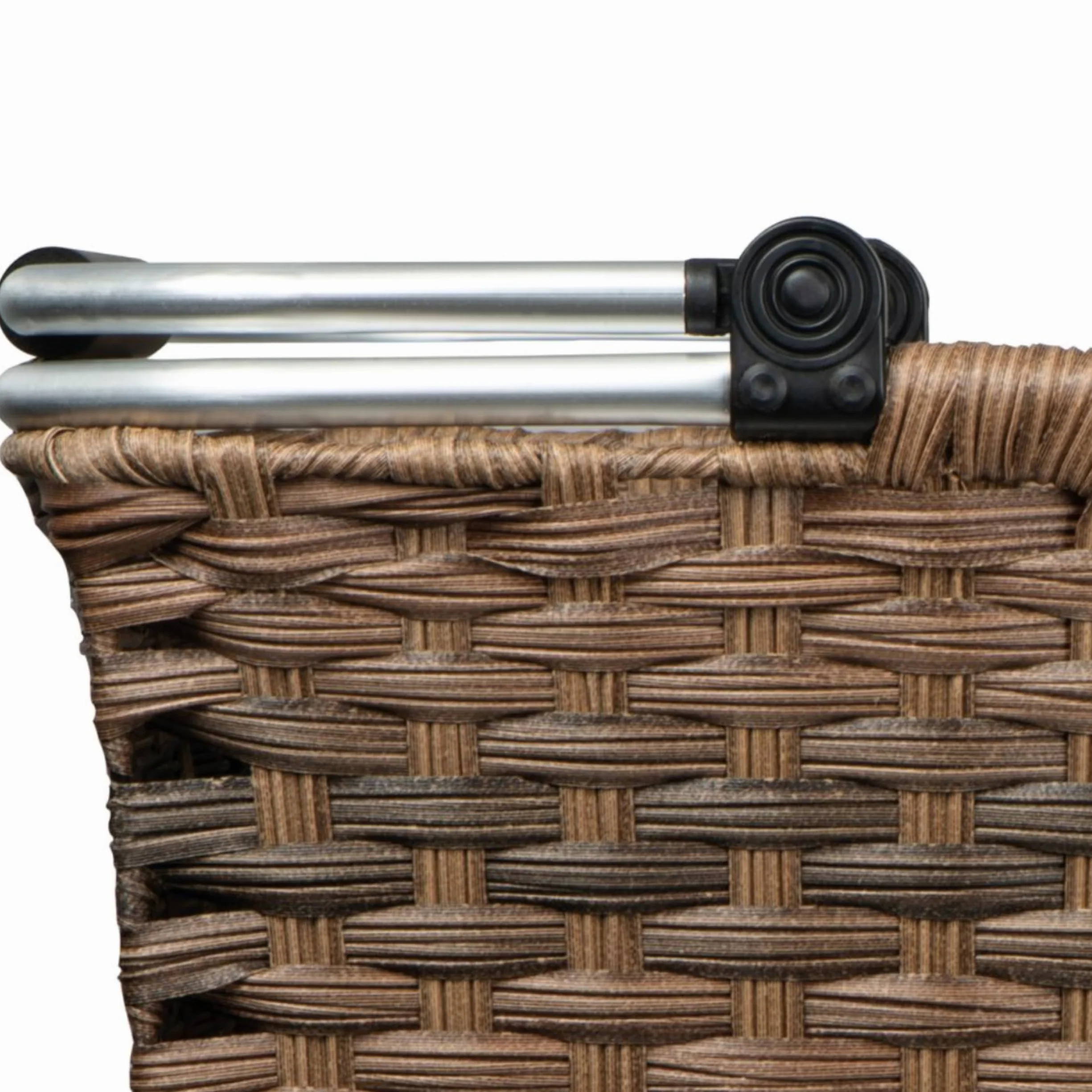 Kosz na zakupy rattanowy składany z aluminiowym uchwytem 41x30x25 cm
