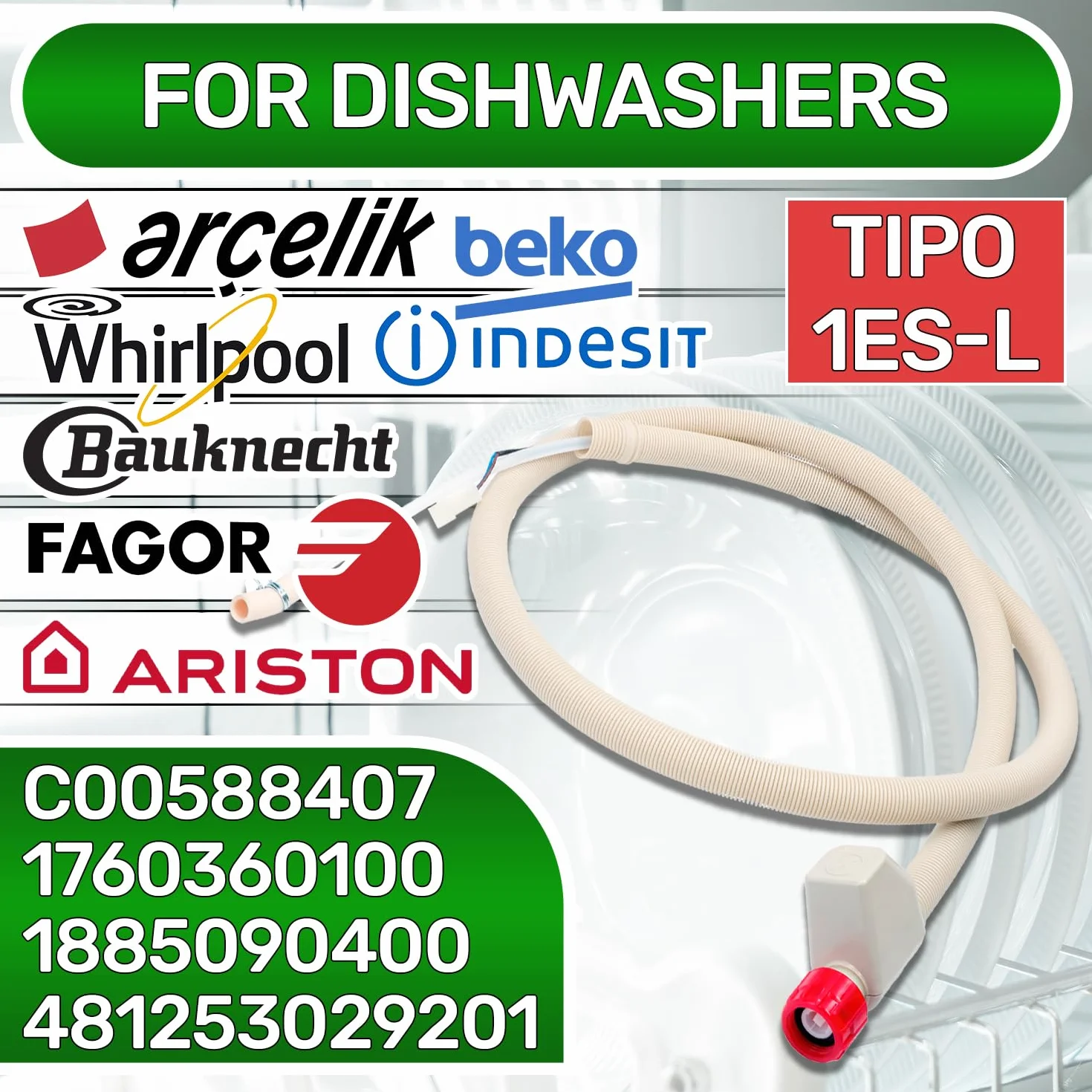 Aquastop wąż do zmywarki typ 1ES-L długość 2,19 m, zawór Ø 3/4, wąż dopływowy 1885090400 1760360100 do Beko 481253029201 do Whirlpool C00588407 do Indesit - Made in EU ONIX TECH