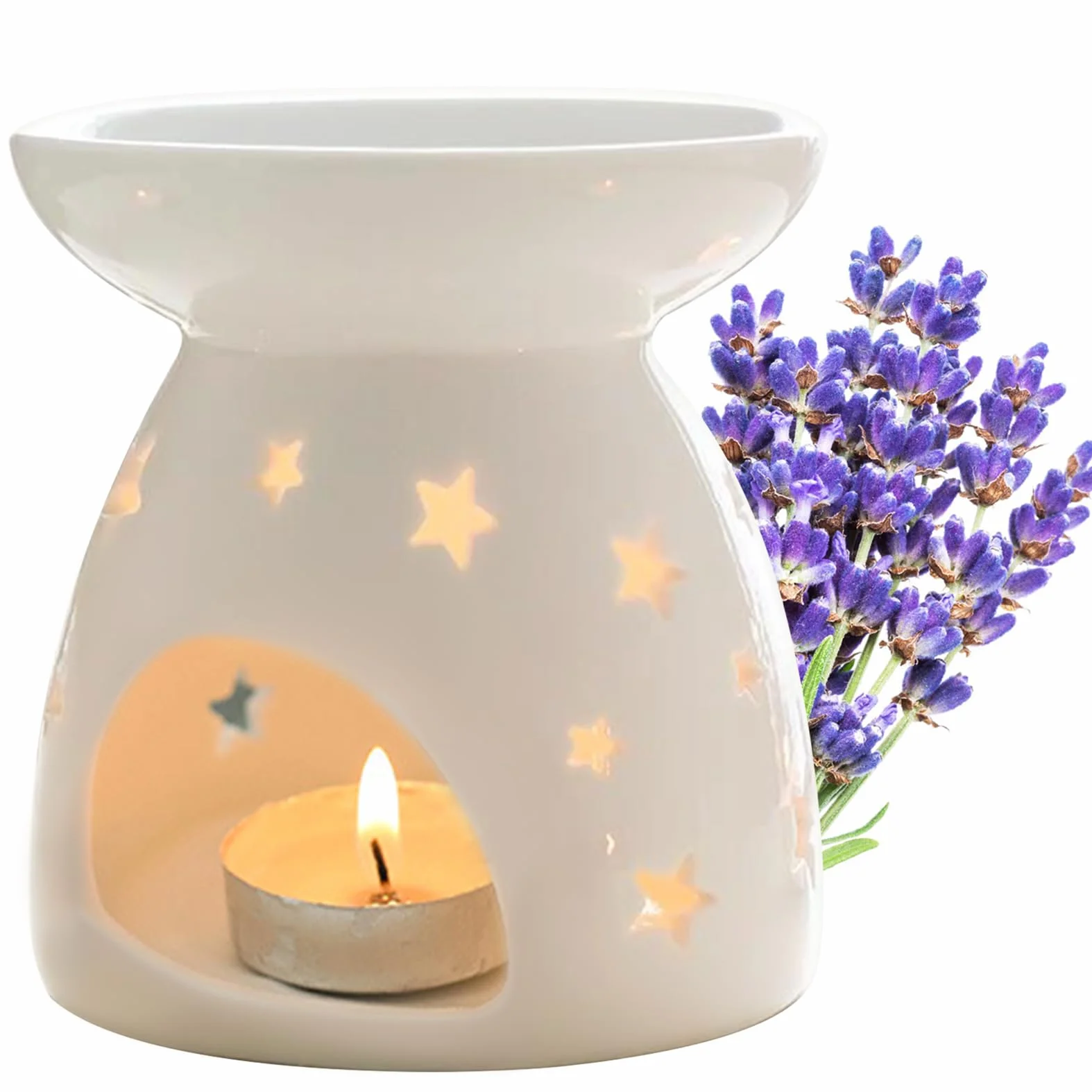 Ceramiczna lampa zapachowa do olejków eterycznych z łyżeczką do świec