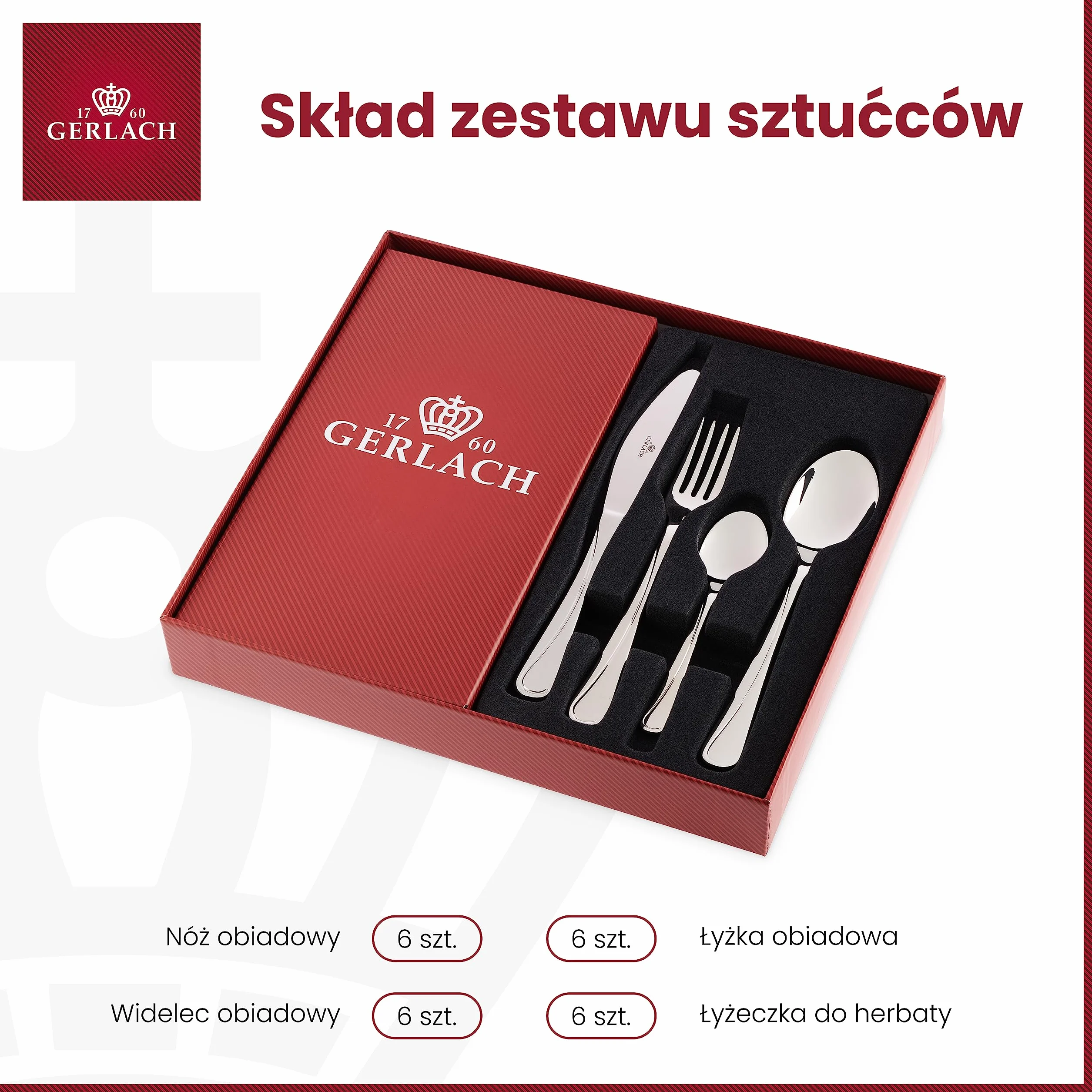 Gerlach Zestaw Sztućców Ze Stali Szlachetnej Nierdzewny 24 El Dla 6 Osób