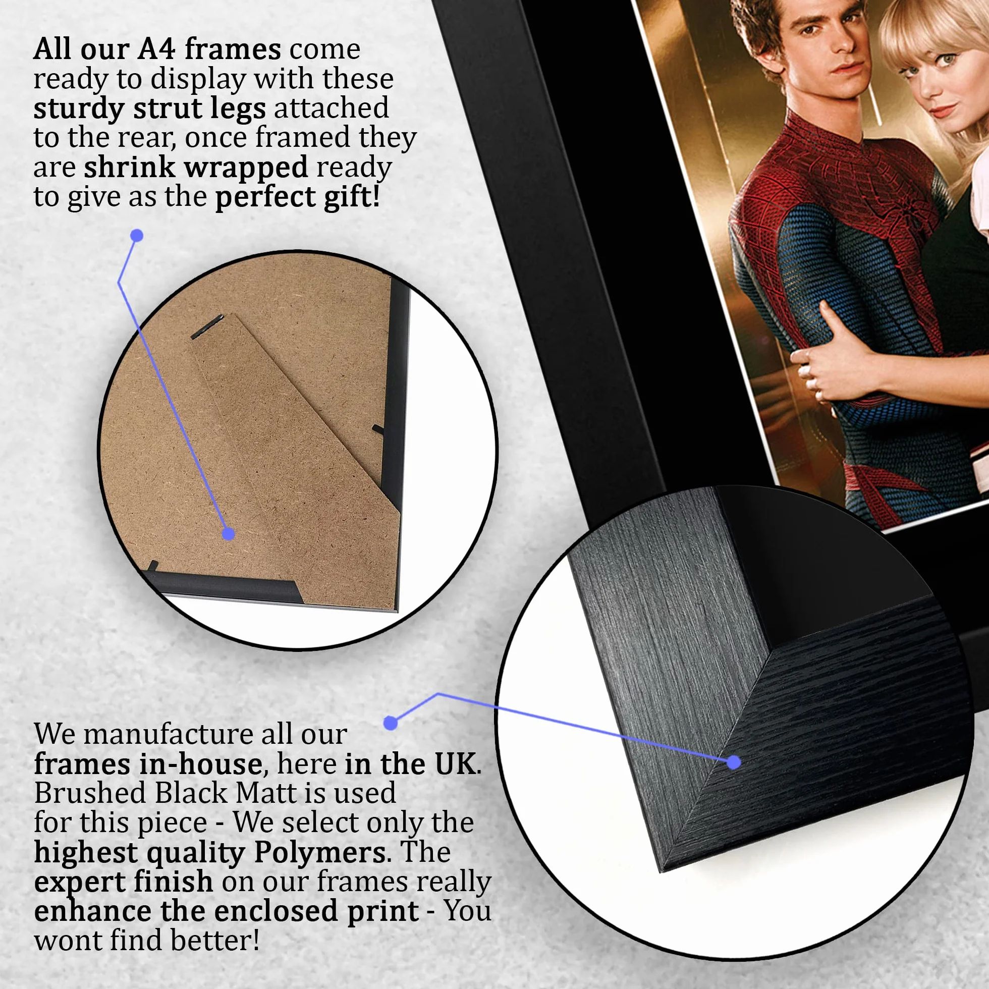 HWC Trading FR A4 Andrew Garfield & Emma Stone Spider-Man Prezenty Drukowane Podpisane Zdjęcie Z Autografem Dla Fanów Pamiątek Filmowych - A4 Framed