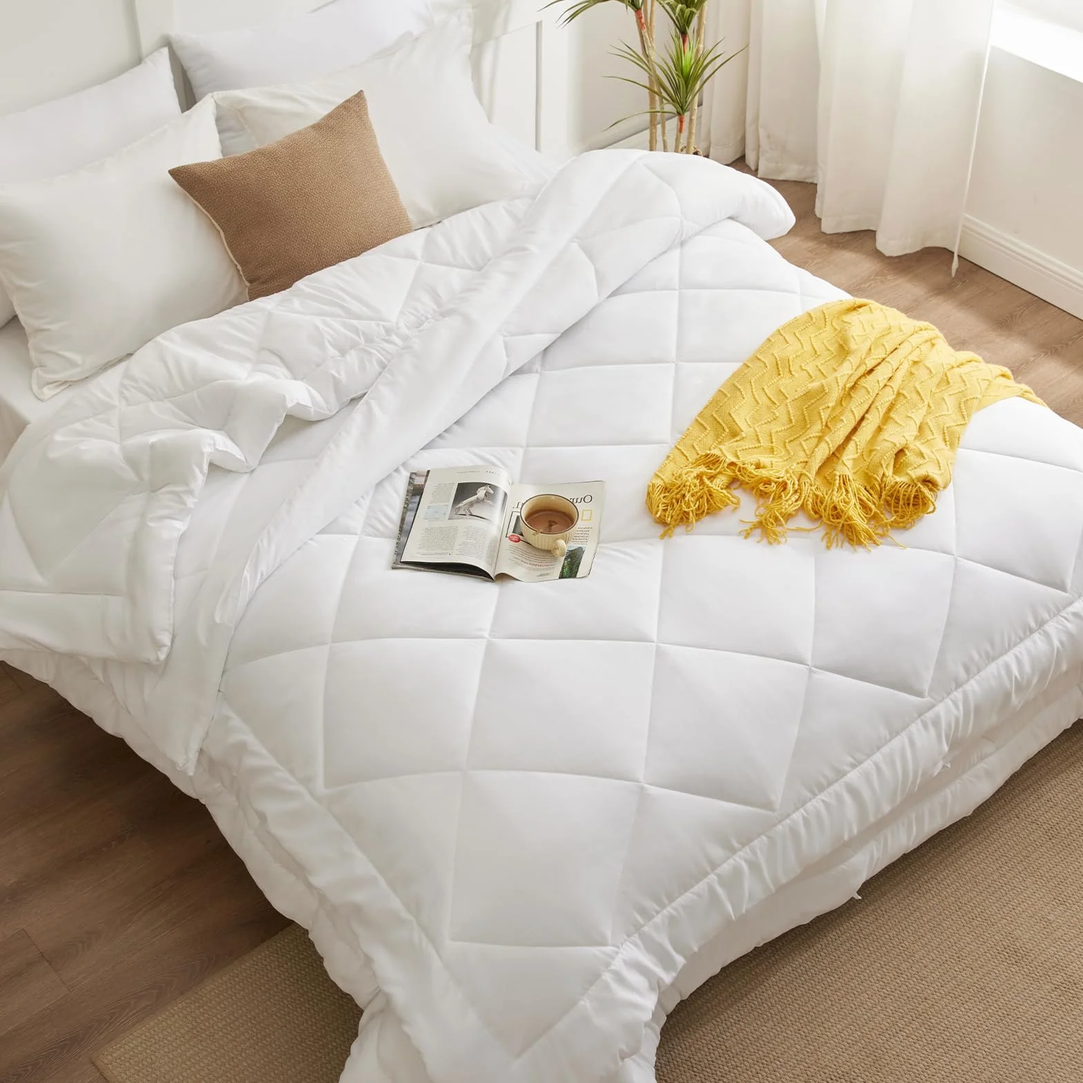 CozyLux Kołdra 260 x 240 4 pory roku 3 w 1 150 g/m² + 300 g/m² biały