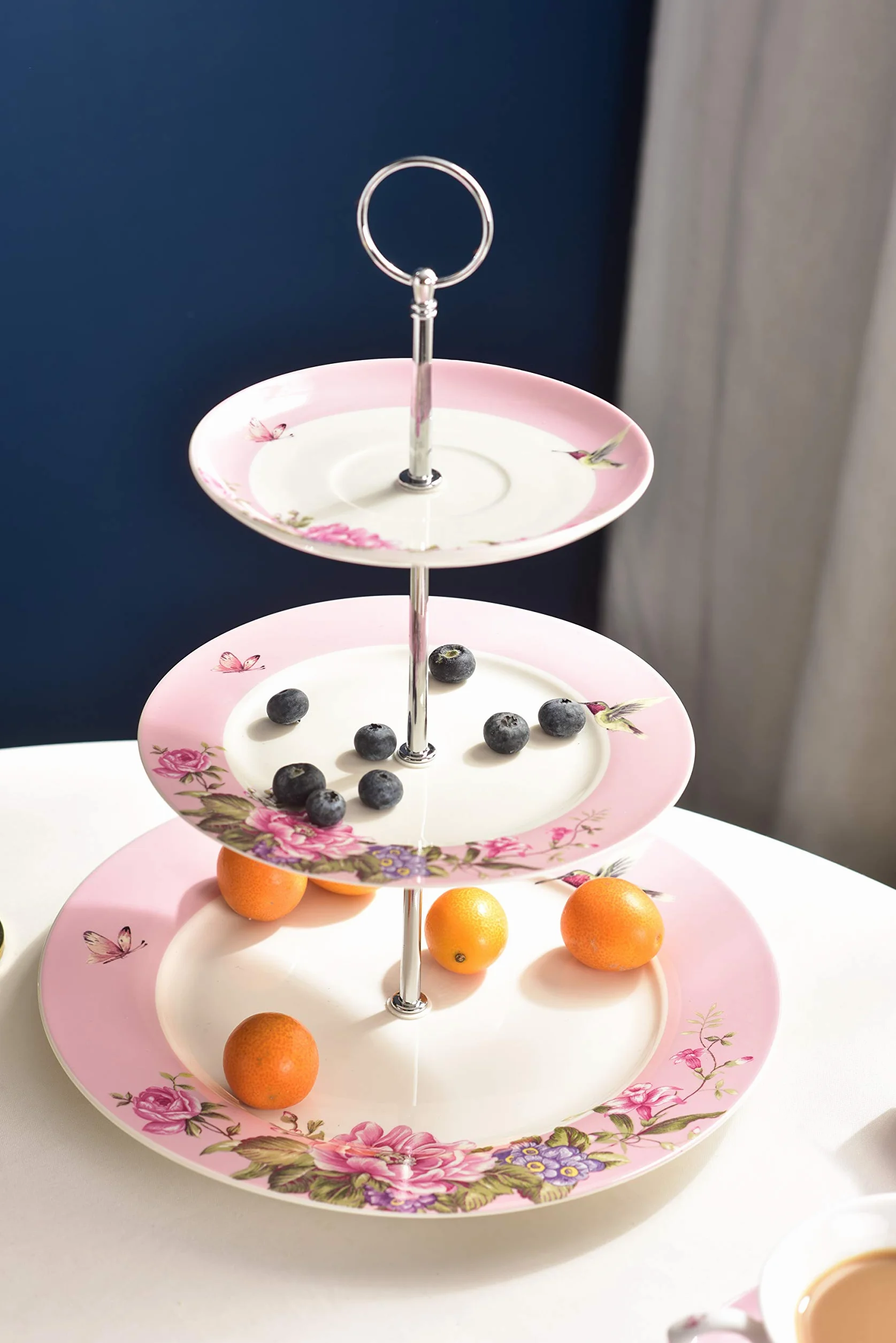 Zestaw Herbaty Shaby Chic Flora Ptak Róża Motyl Porcelana Pudełko Prezentowe (różowe)