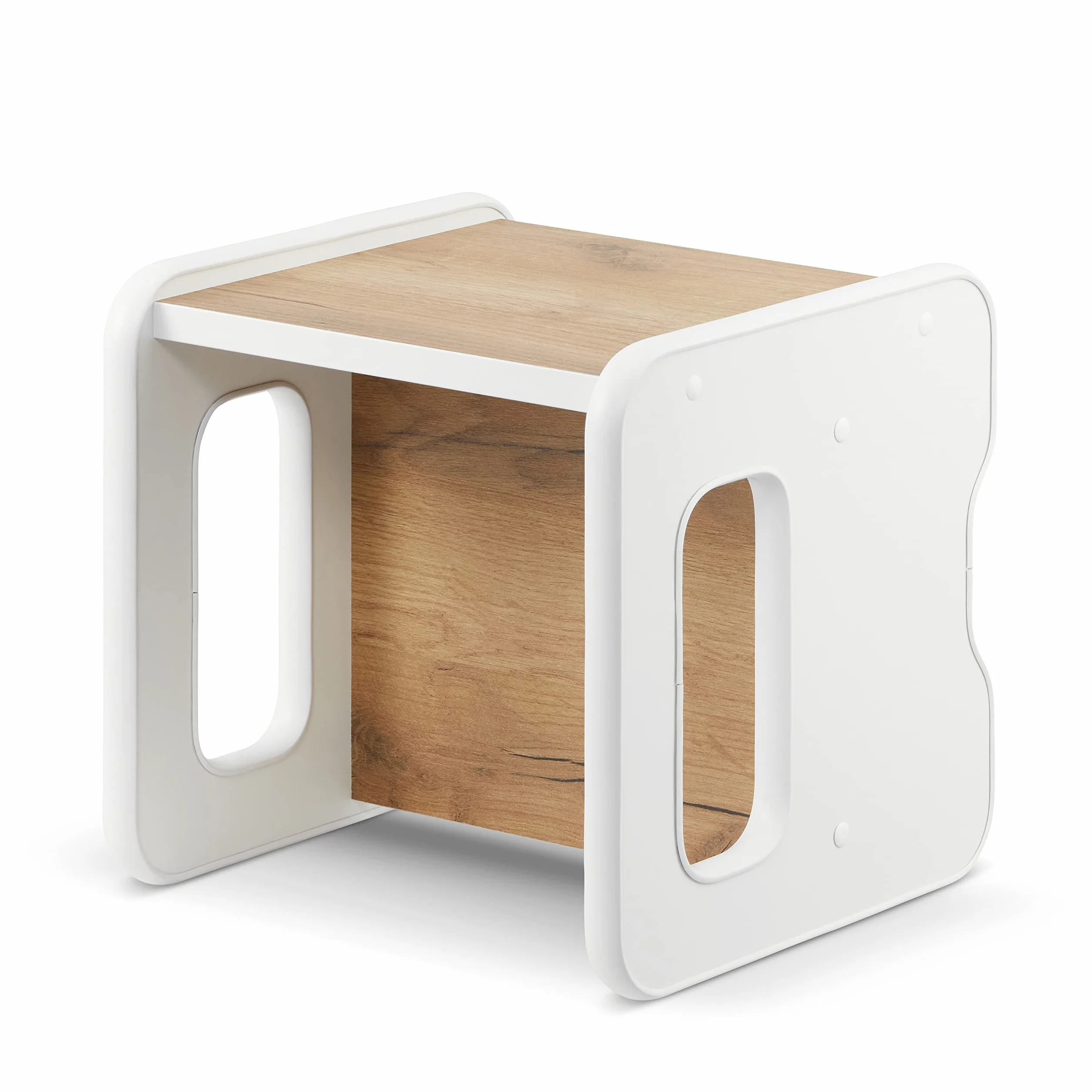 defiPad Taboret dwustronny dla dzieci od 1 roku życia drewniany krzesło przekształcane w stół Montessori