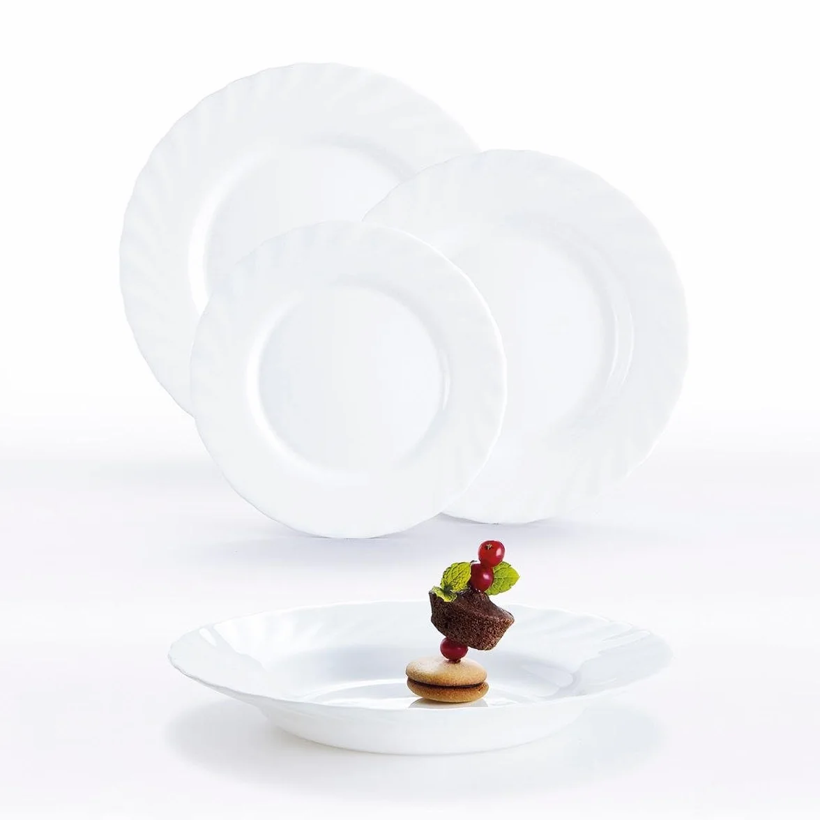 Porcelanowy zestaw obiadowy 19 sztuk Luminarc kuchnia zastawa stołowa serwis talerz ceramiczny