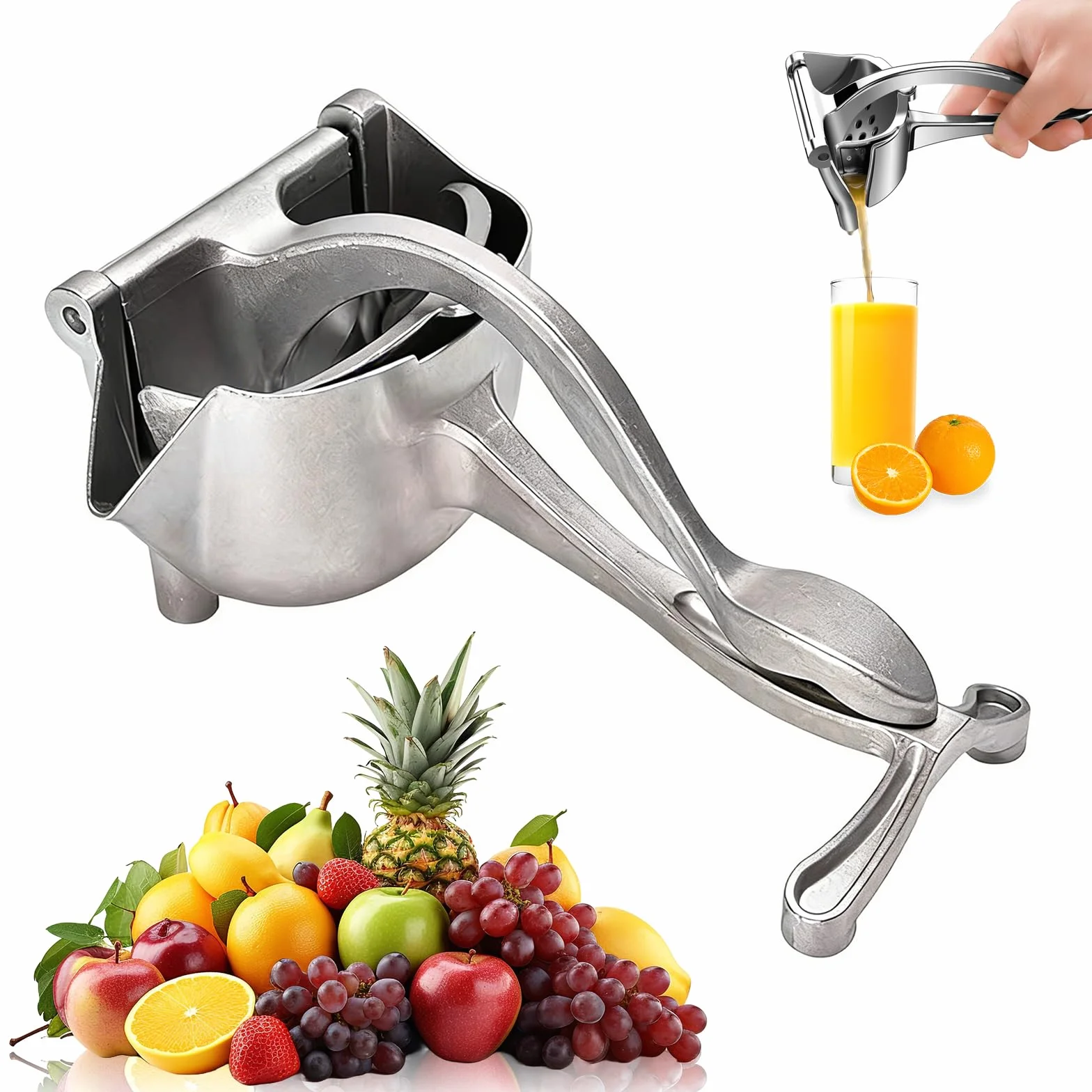 Ręczna wyciskarka do soków ze stali nierdzewnej, wyciskarka do cytrusów, cytryn, pomarańczy, limonek, granatów, wytrzymała ręczna wyciskarka do owoców, bezpieczna wyciskarka do owoców do baru