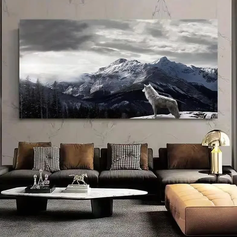 Plakat na płótnie śnieżny górski wilk 30 x 60 cm bez ramki