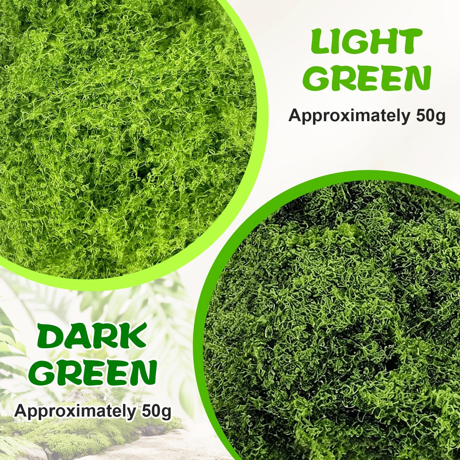 Sztuczne piżmo stabilizowane do dekoracji 100g zielone terrarium akwarium