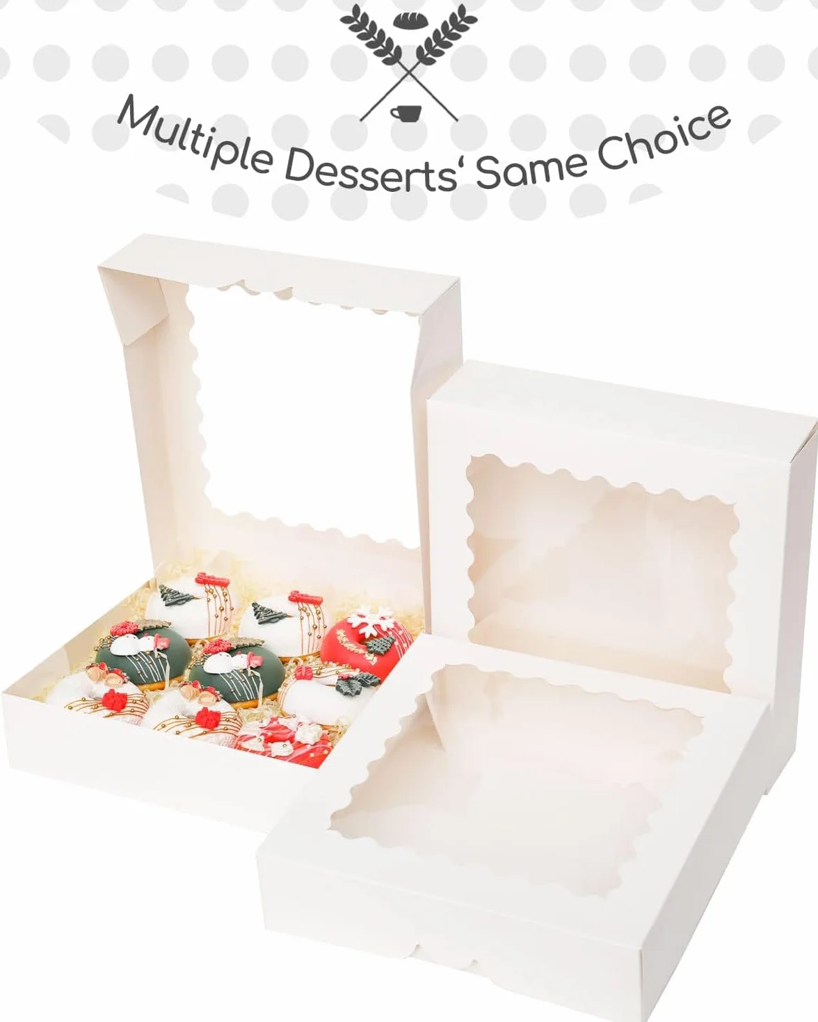 Gcardist Auto-pop Up białe pudełko na ciastka, 20,3 x 20,3 x 6,4 cm, 12 szt., pudełko na ciastka z okienkiem, na wypieki, makaroniki, pudełko do pakowania (8 x 8 x 2,5 cala)