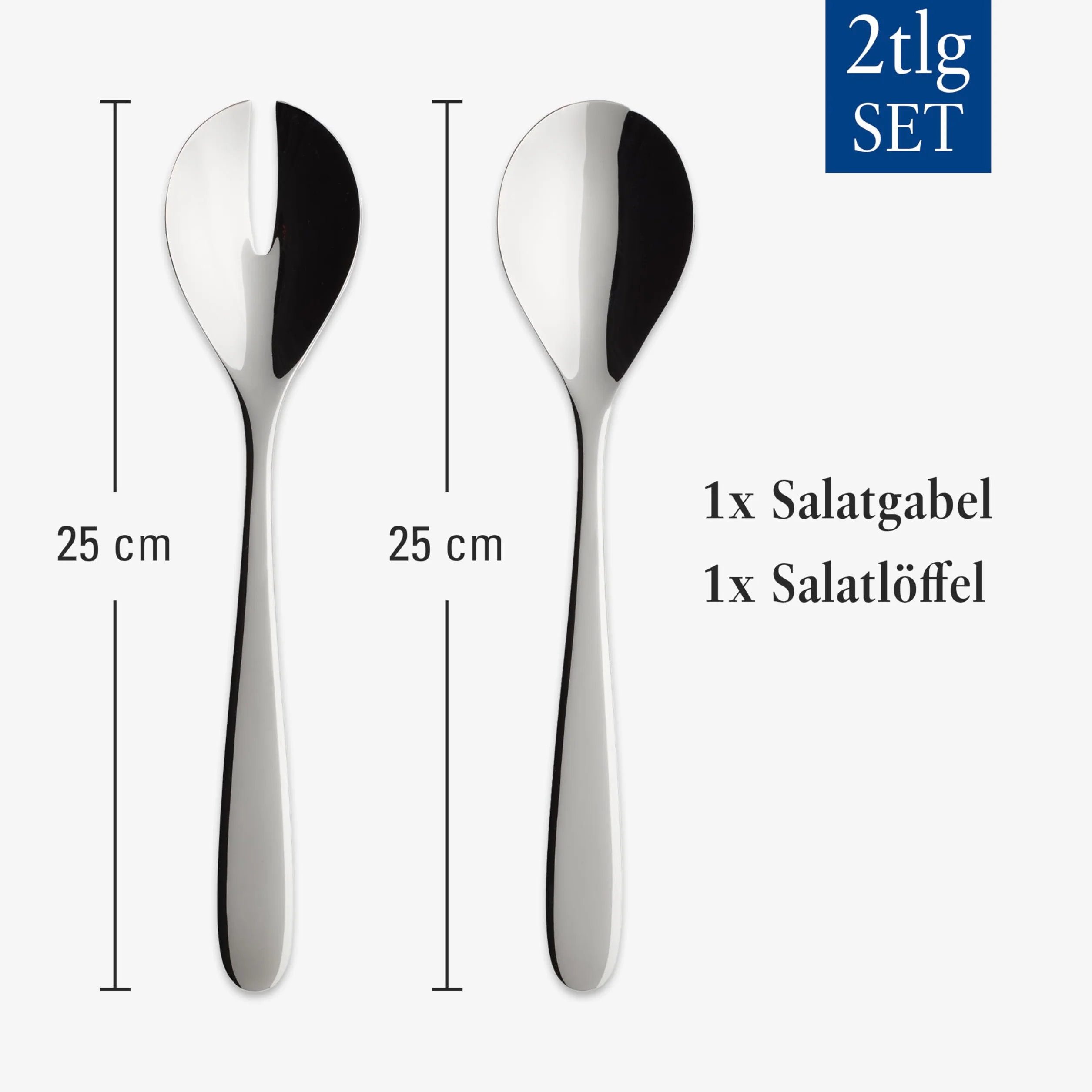 Villeroy & Boch 2-częściowe sztućce 250 mm, serwery do sałatek, stal nierdzewna