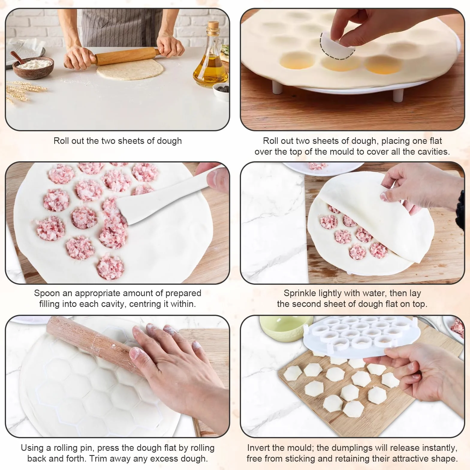 Foremka do pierogów, 19 przegródek, deska do ravioli, prasa do pierogów, materiał PP, forma manti do wydajnej produkcji pierogów i pierogów, idealna do domowej kuchni, biała
