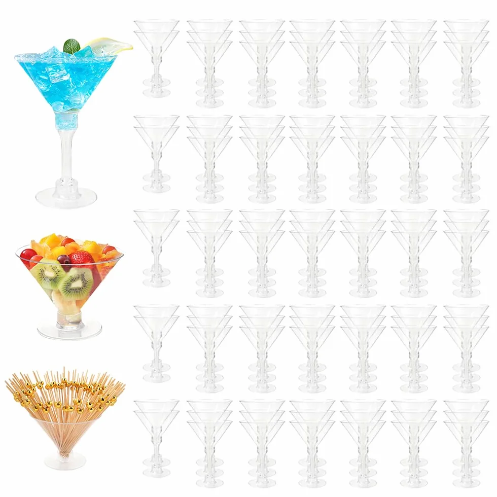 RETON 100 szt. plastikowych kieliszków do Martini 140 ml wielokrotnego użytku zestaw kieliszków koktajlowych
