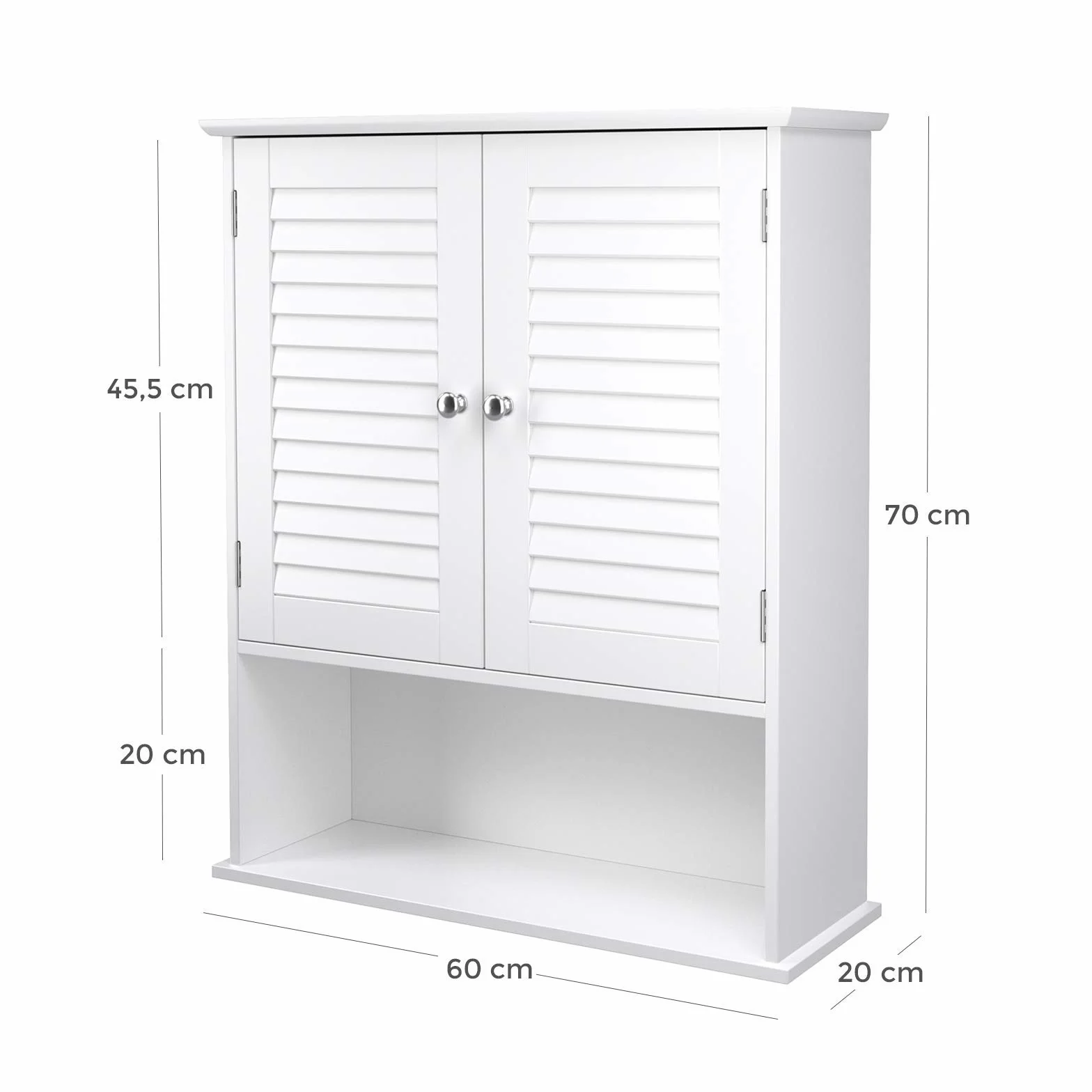 VASAGLE BBC27WT Szafka łazienkowa naścienna 20x60x70 cm biała
