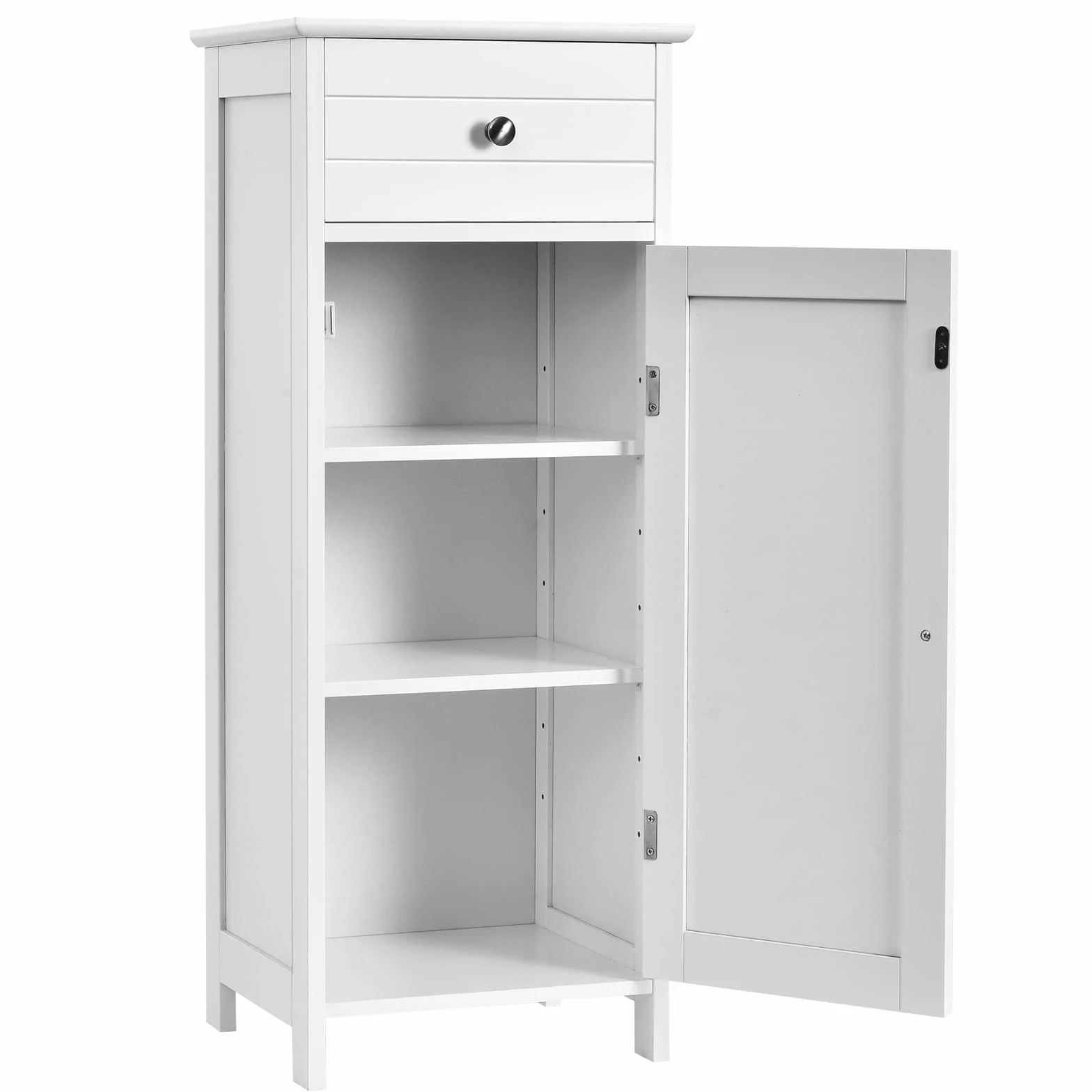 LIFEZEAL Stojak łazienkowy, szafka łazienkowa z płyty MDF z szufladą i regulowanymi półkami, 35,5 x 30,5 x 88 cm, dolna szafka kolumnowa do salonu, kuchni i przedpokoju (biała)