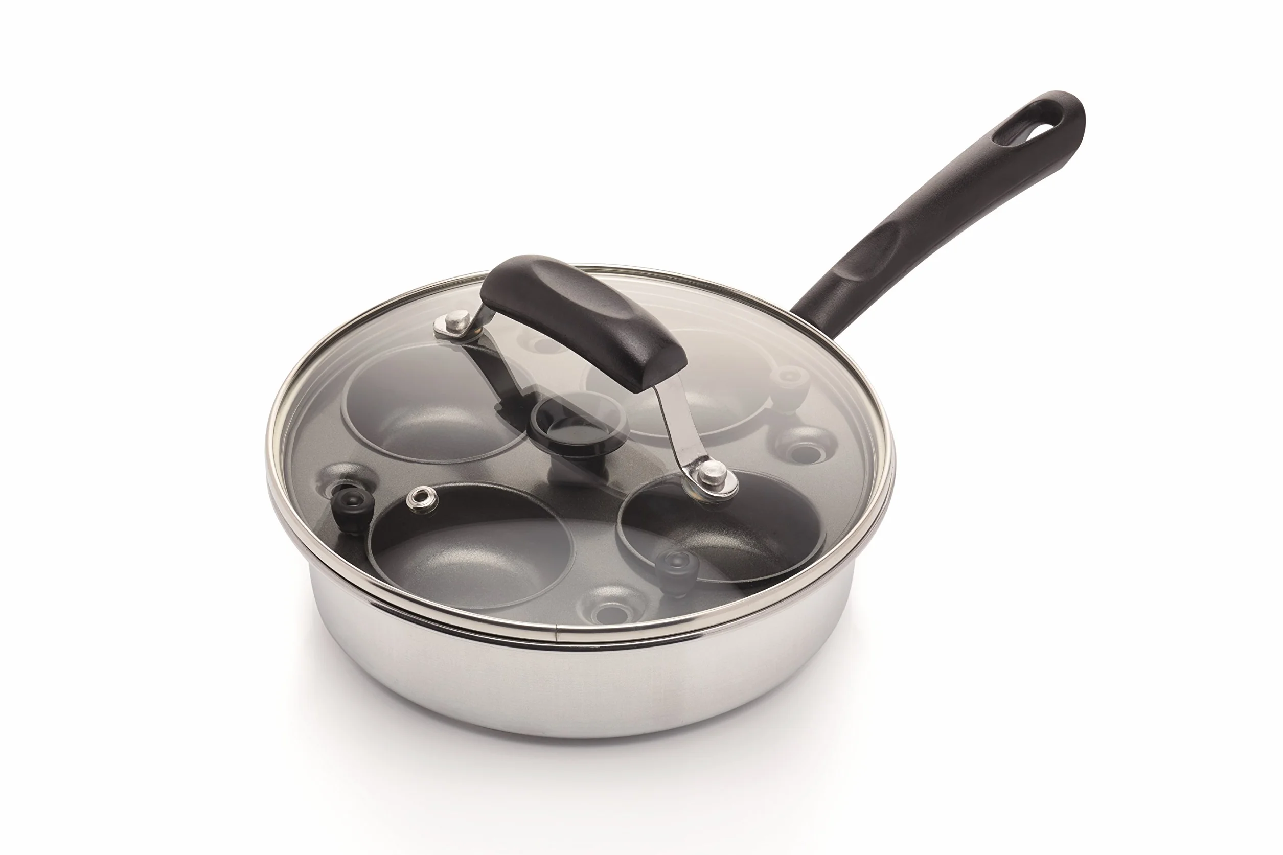 KitchenCraft Patelnia do gotowania jajek ze stali węglowej, patelnia do gotowania jajek na 4 jajka, 21 cm, srebrna