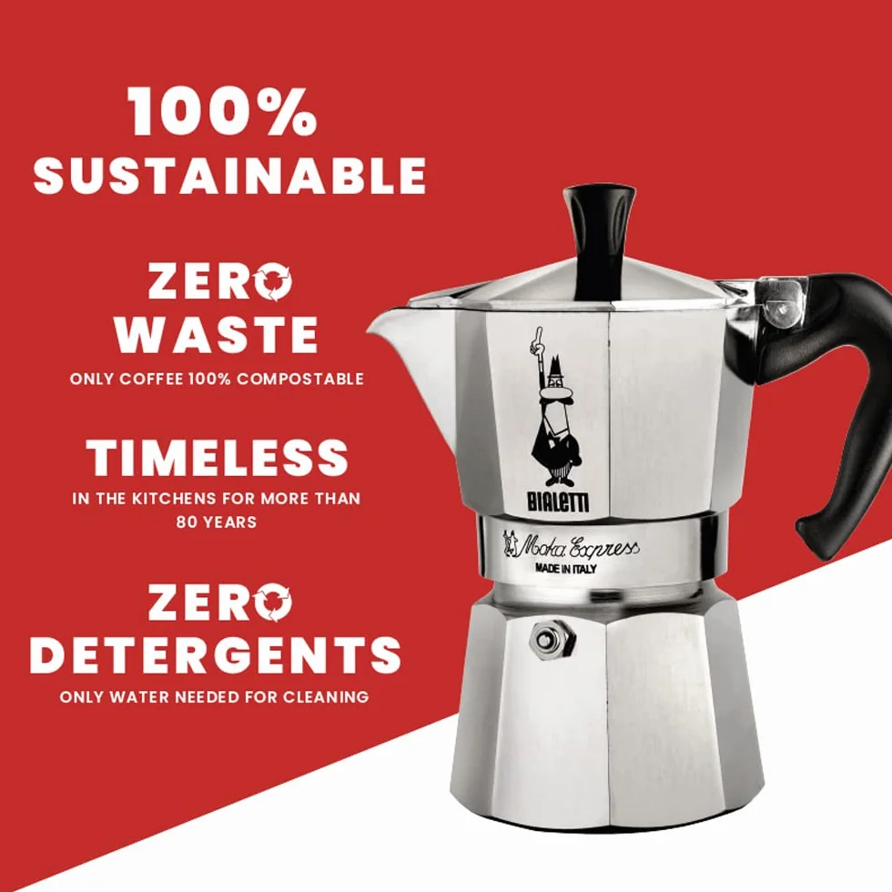 Bialetti Moka Express Klasyczna Kawiarka 6 Filiżanek 270 Ml Aluminiowa Srebrna