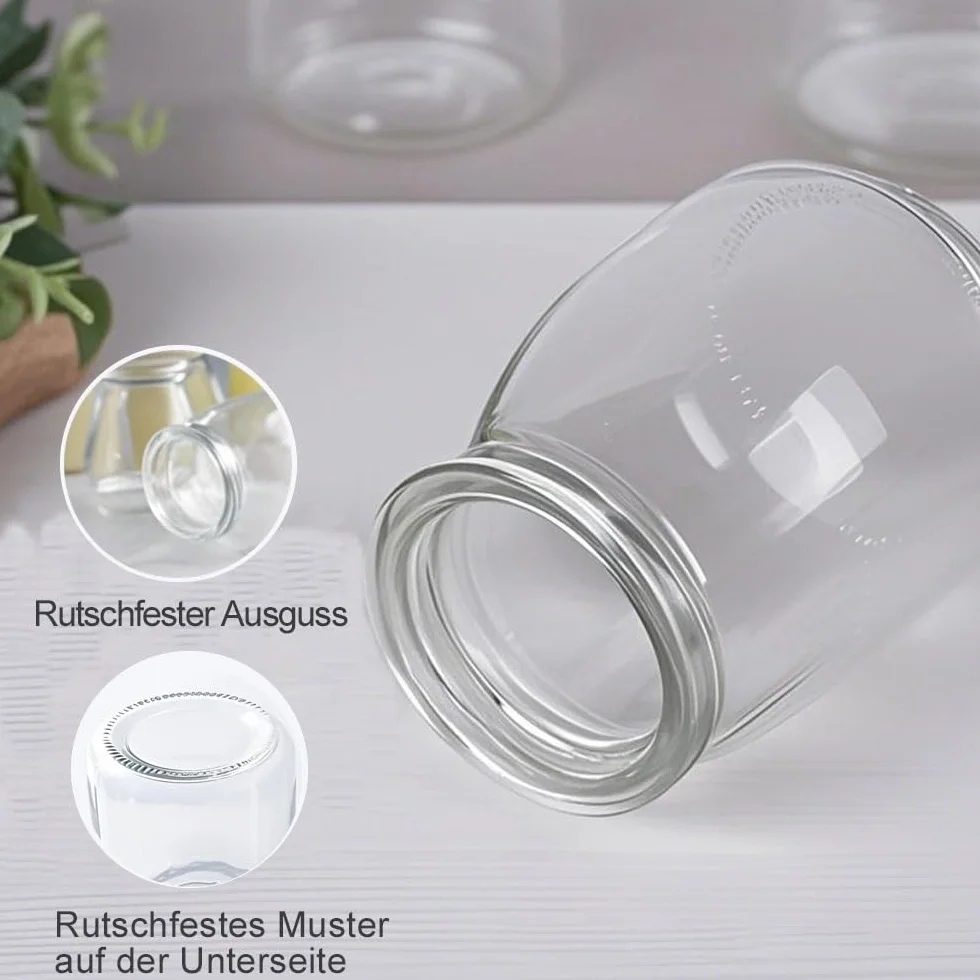 Szklane garnki do jogurtu 100 ml 6 sztuk z pokrywką