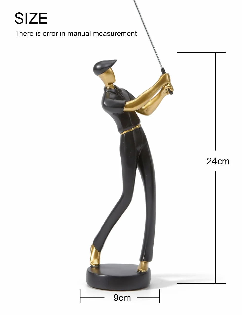Amoy-Art Statuetka figurka golfa geniusz rzeźba golfista dekoracja do domu prezenty pamiątki pudełko prezentowe żywica poliestrowa czarna 24 cm H