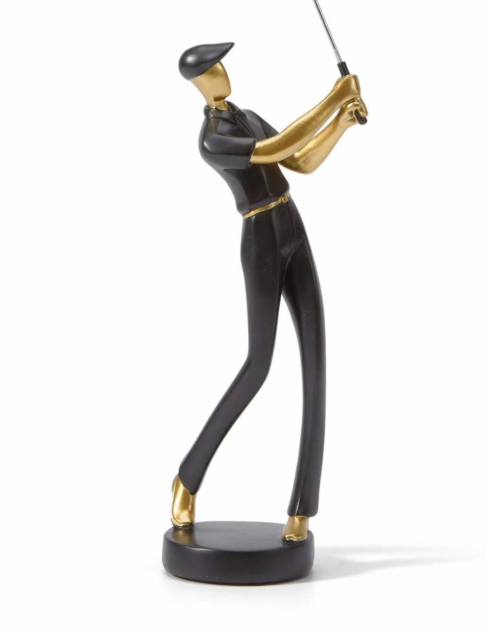 Amoy-Art Statuetka figurka golfa geniusz rzeźba golfista dekoracja do domu prezenty pamiątki pudełko prezentowe żywica poliestrowa czarna 24 cm H
