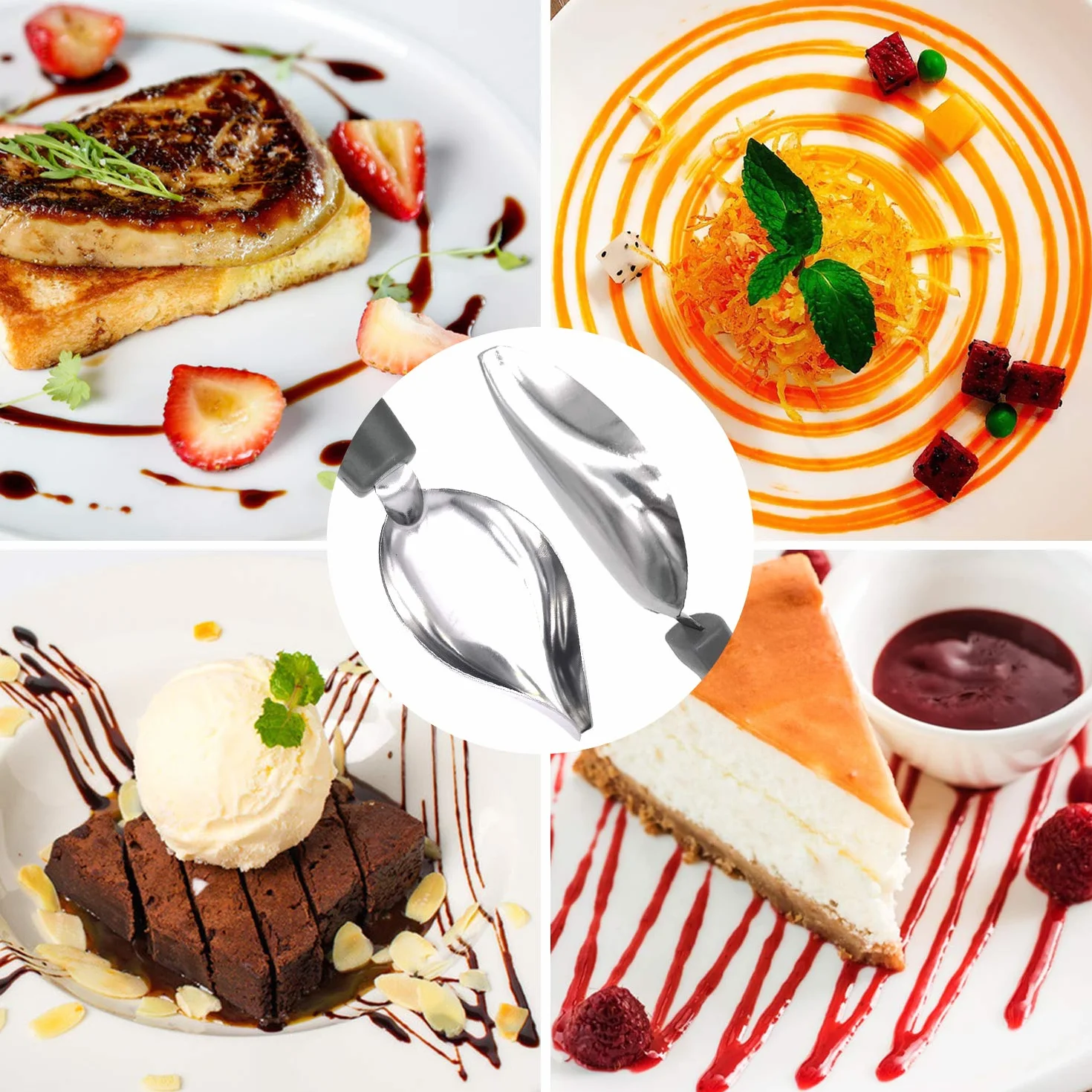 5 szt. pęsety kuchenne ze stali nierdzewnej kulinarne precyzyjne łyżki do rysowania precyzyjne szczypce precyzyjne szczypce zestaw pęsety do dekorowania deserów tortu pieczenia ciasta