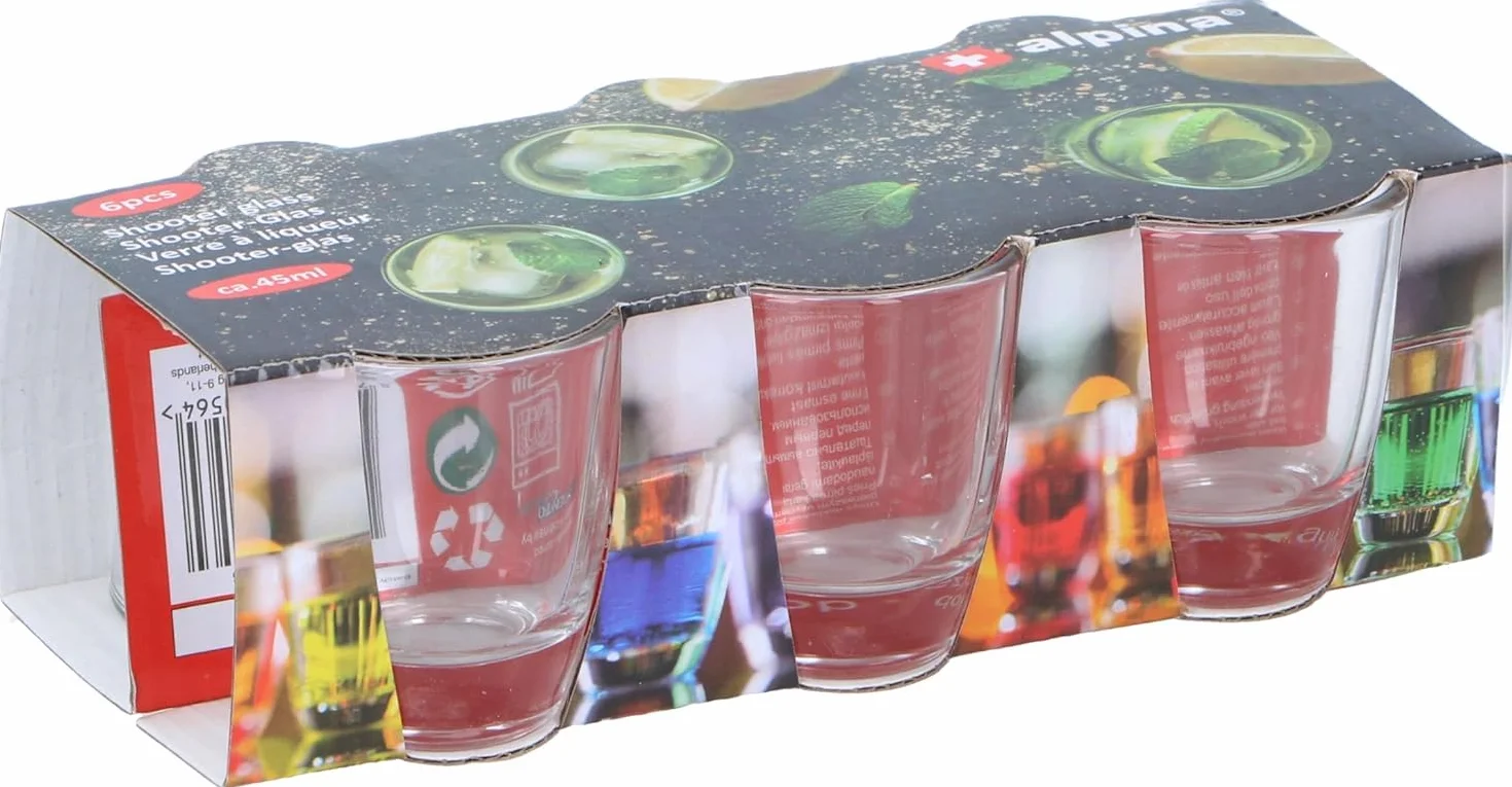 Alpina Szklanki do Shot Zestaw 6 - Digestif 45 ml - Zmywarkowe - Przezroczyste