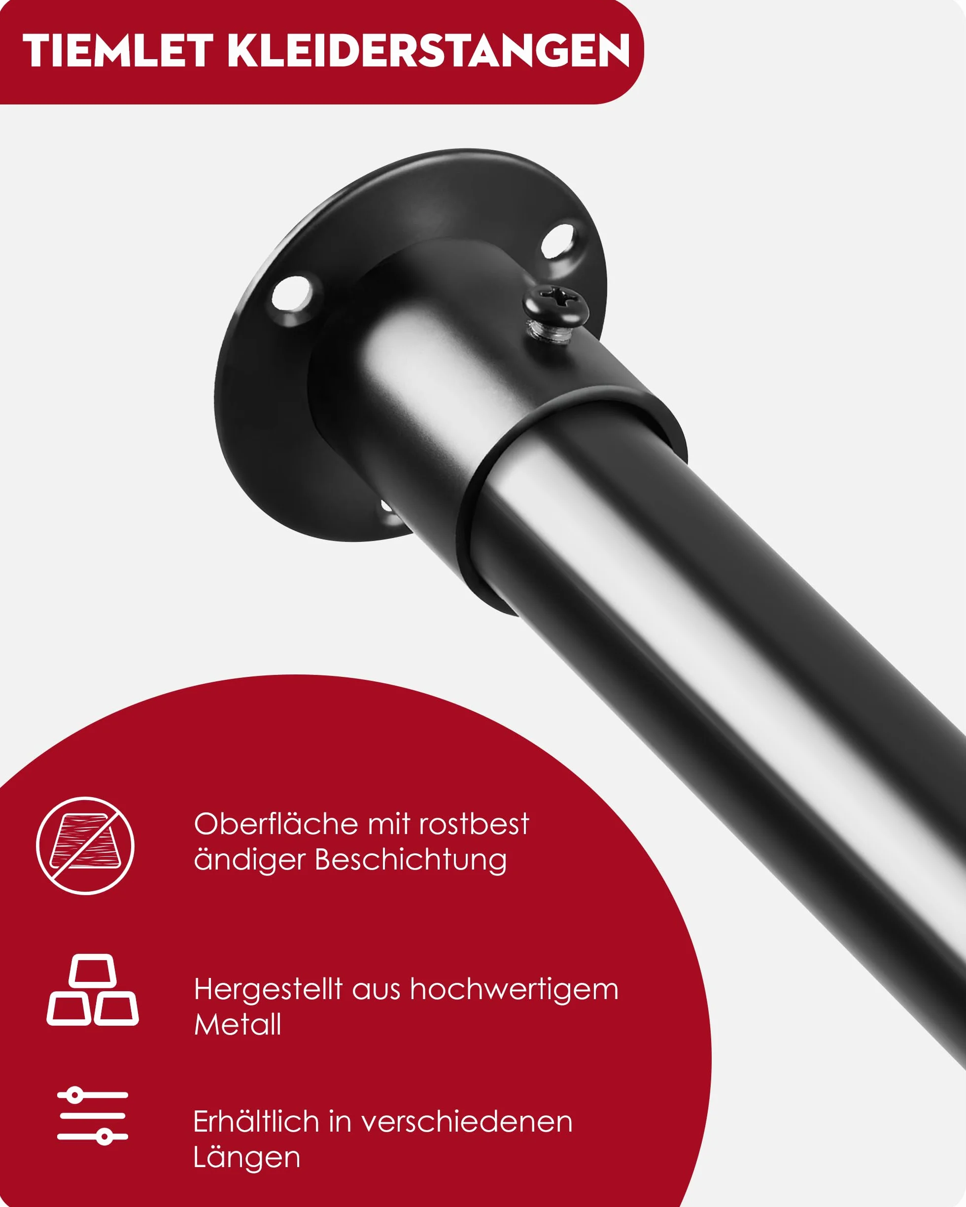 Regulowany drążek na ubrania ze stali nierdzewnej do szafy 70-193 cm 25 mm
